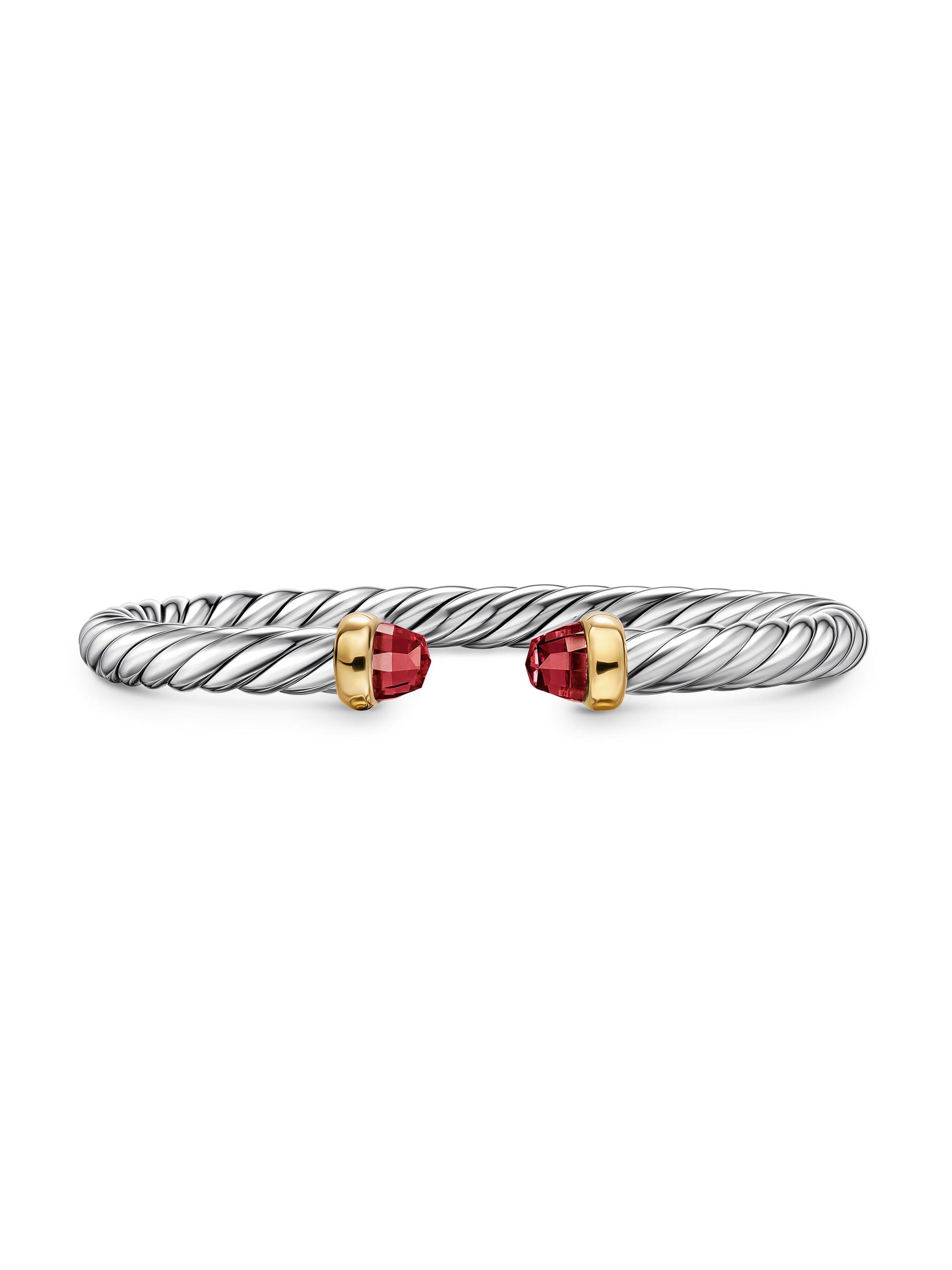 David Yurman Women's Cable Flex Bracelet in Sterling Silver - Rhodolite Garnet