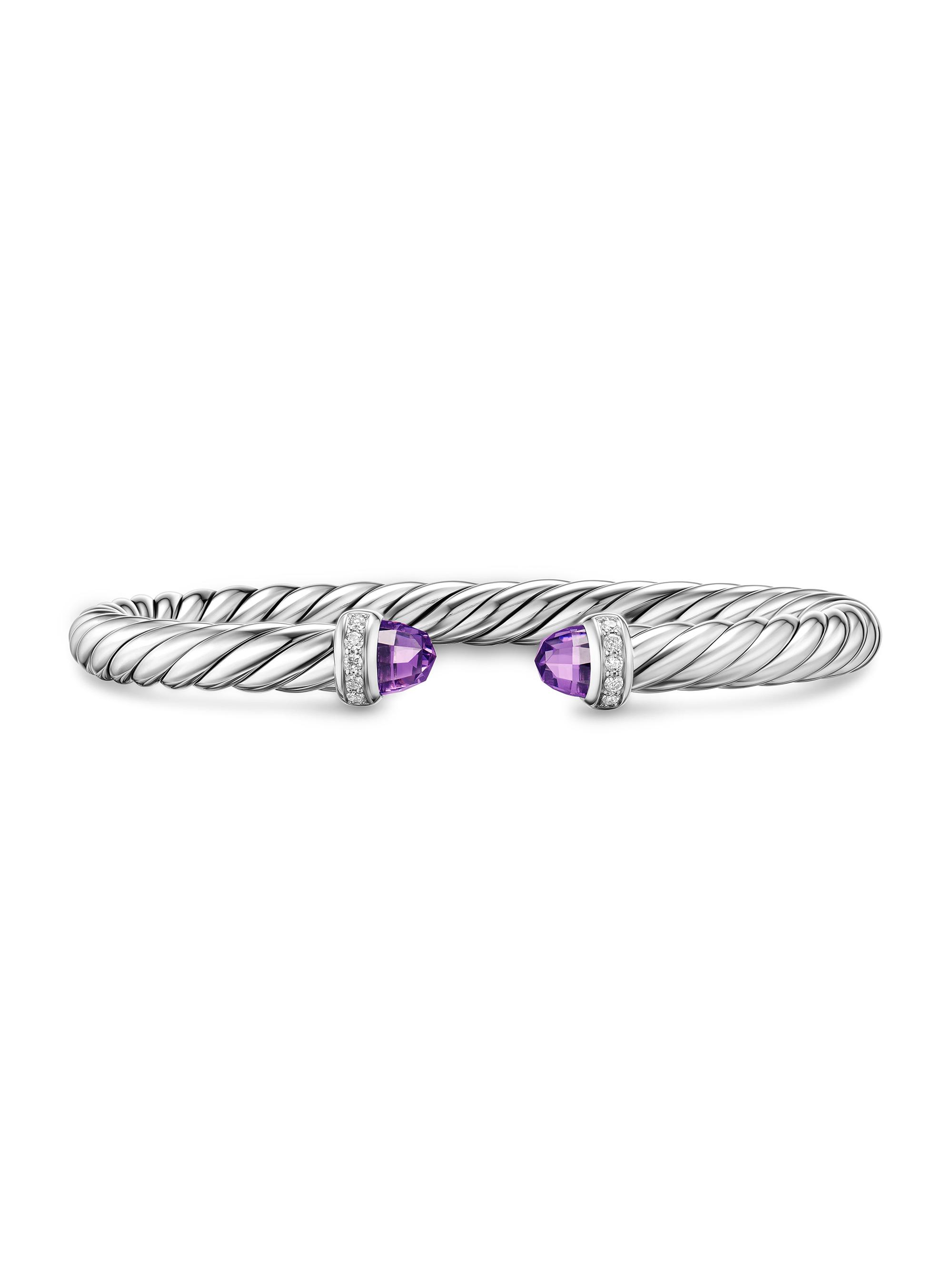 David Yurman Women's Cable Flex Bracelet in Sterling Silver - Amethyst