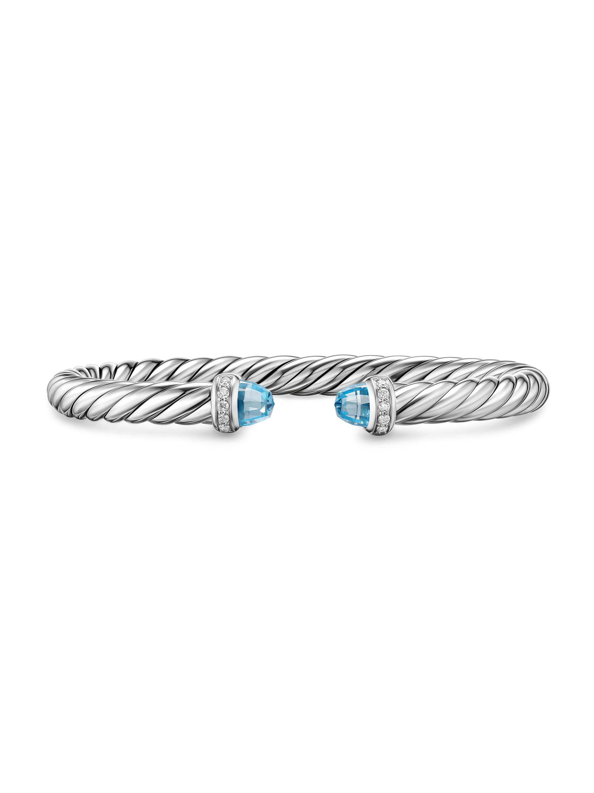 David Yurman Women's Cable Flex Bracelet in Sterling Silver - Blue Topaz