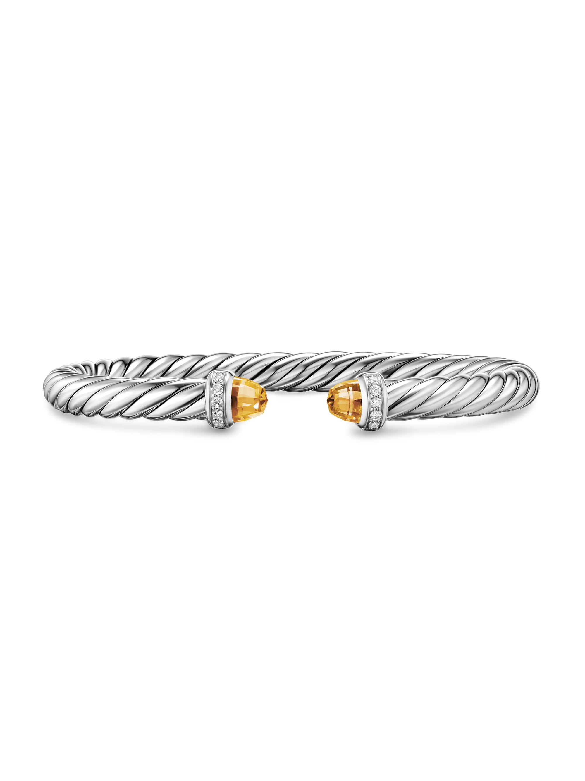 David Yurman Women's Cable Flex Bracelet in Sterling Silver - Citrine