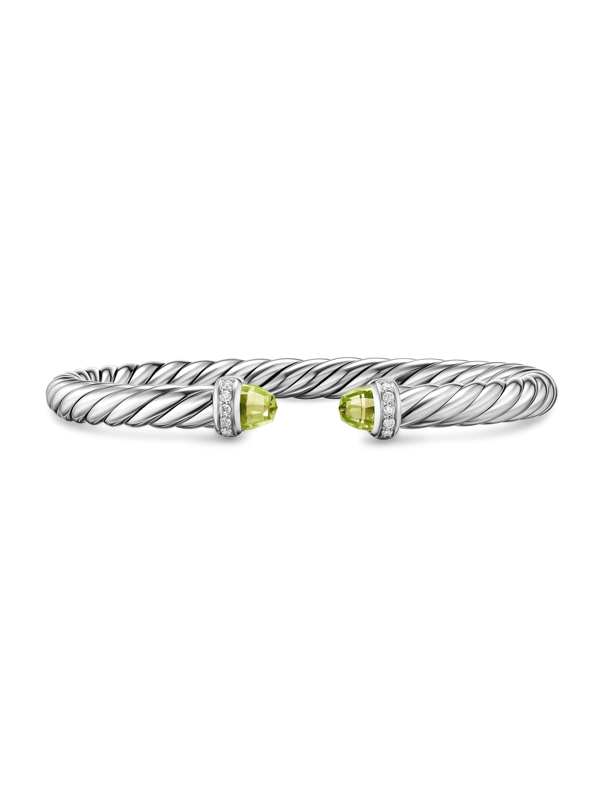 David Yurman Women's Cable Flex Bracelet in Sterling Silver - Peridot