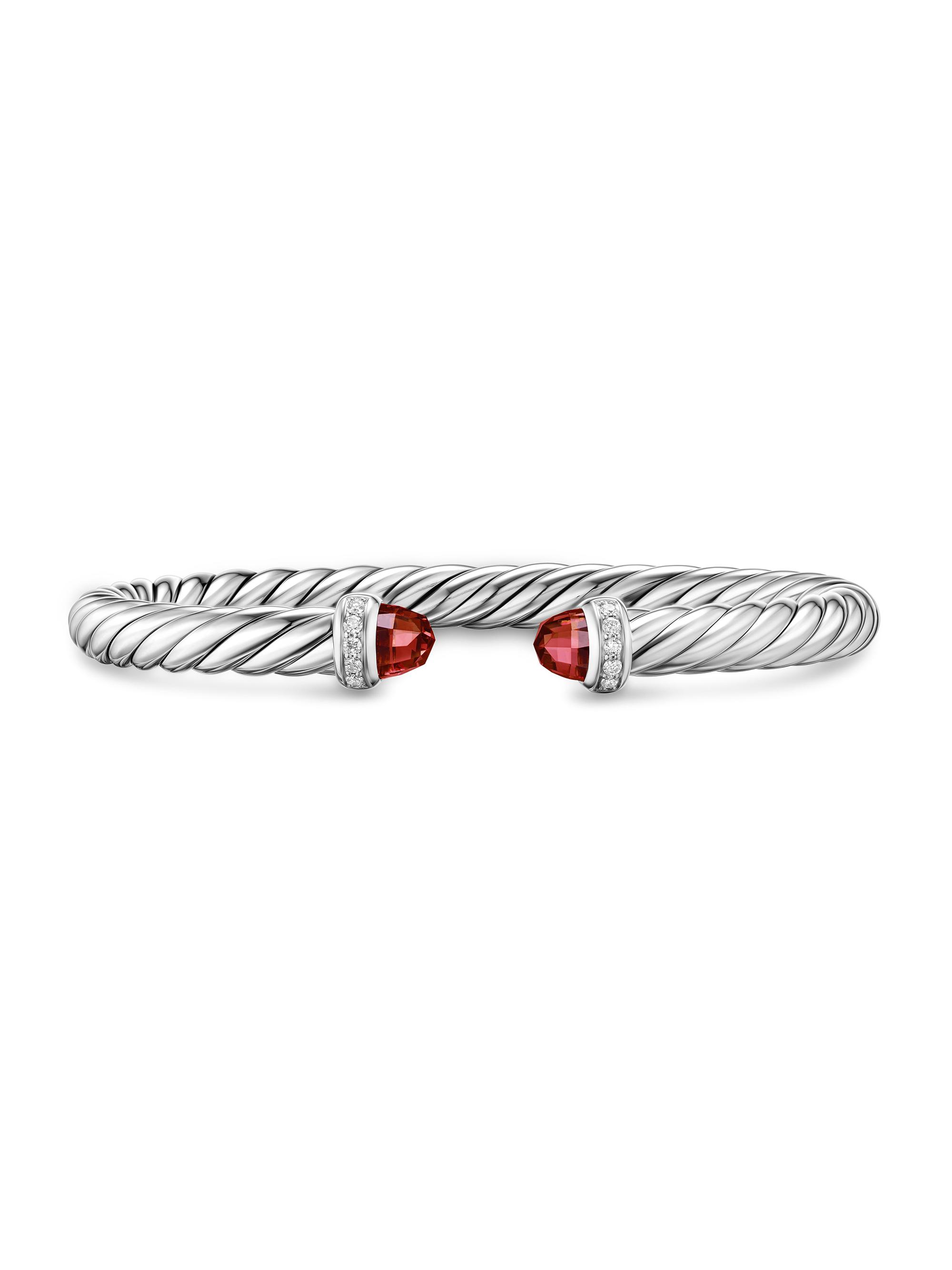 David Yurman Women's Cable Flex Bracelet in Sterling Silver - Rhodolite Garnet
