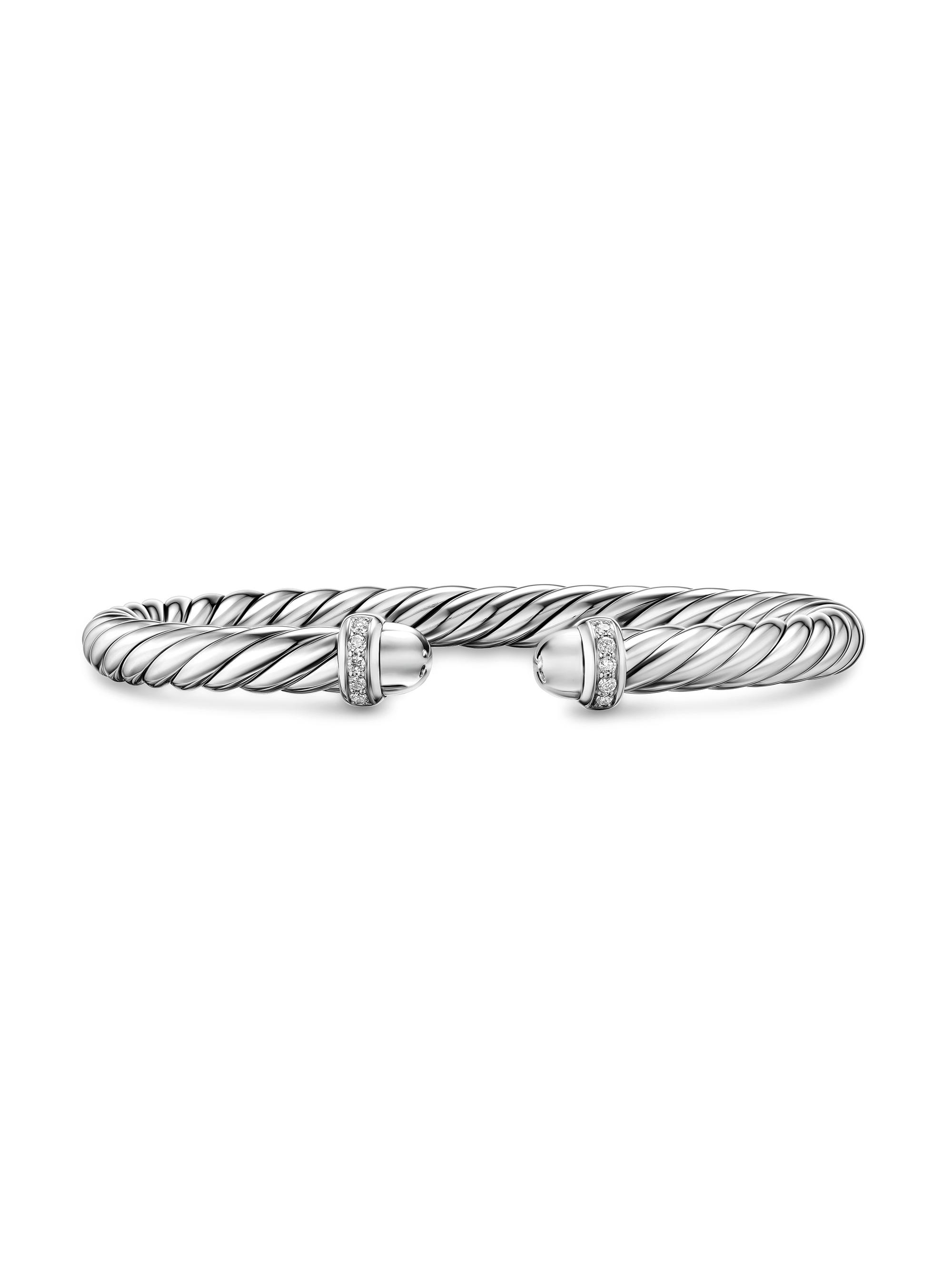 David Yurman Women's Cable Flex Bracelet in Sterling Silver - Diamond
