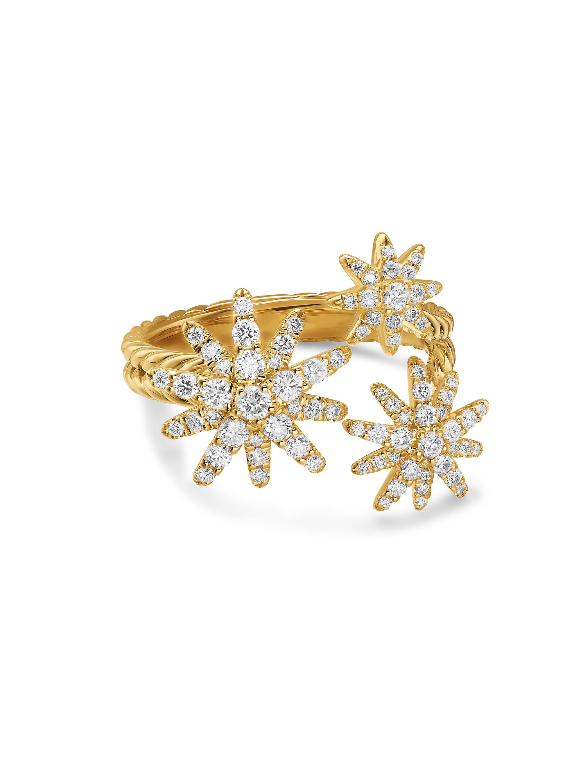 David Yurman Women's Starburst Multi Star Ring in 18K Yellow Gold - Diamond