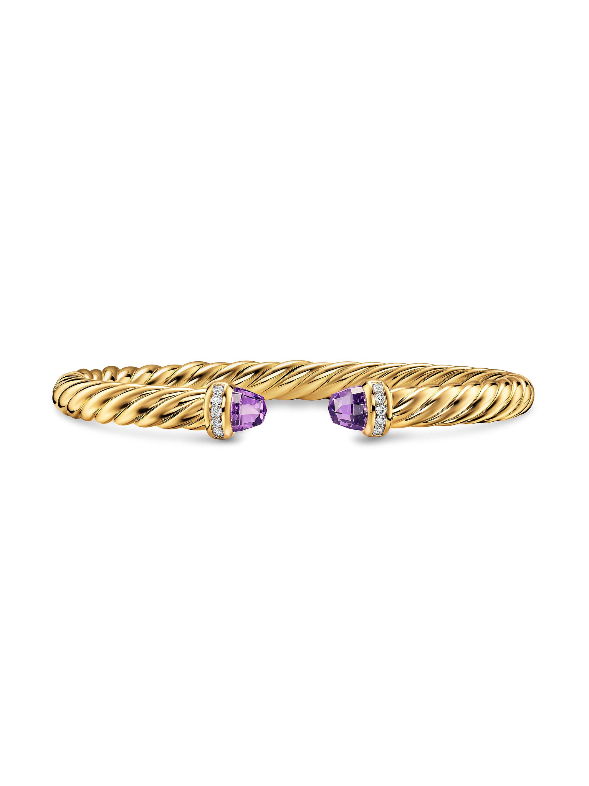 David Yurman Women's Cablespira Flex Bracelet in 18K Yellow Gold - Amethyst