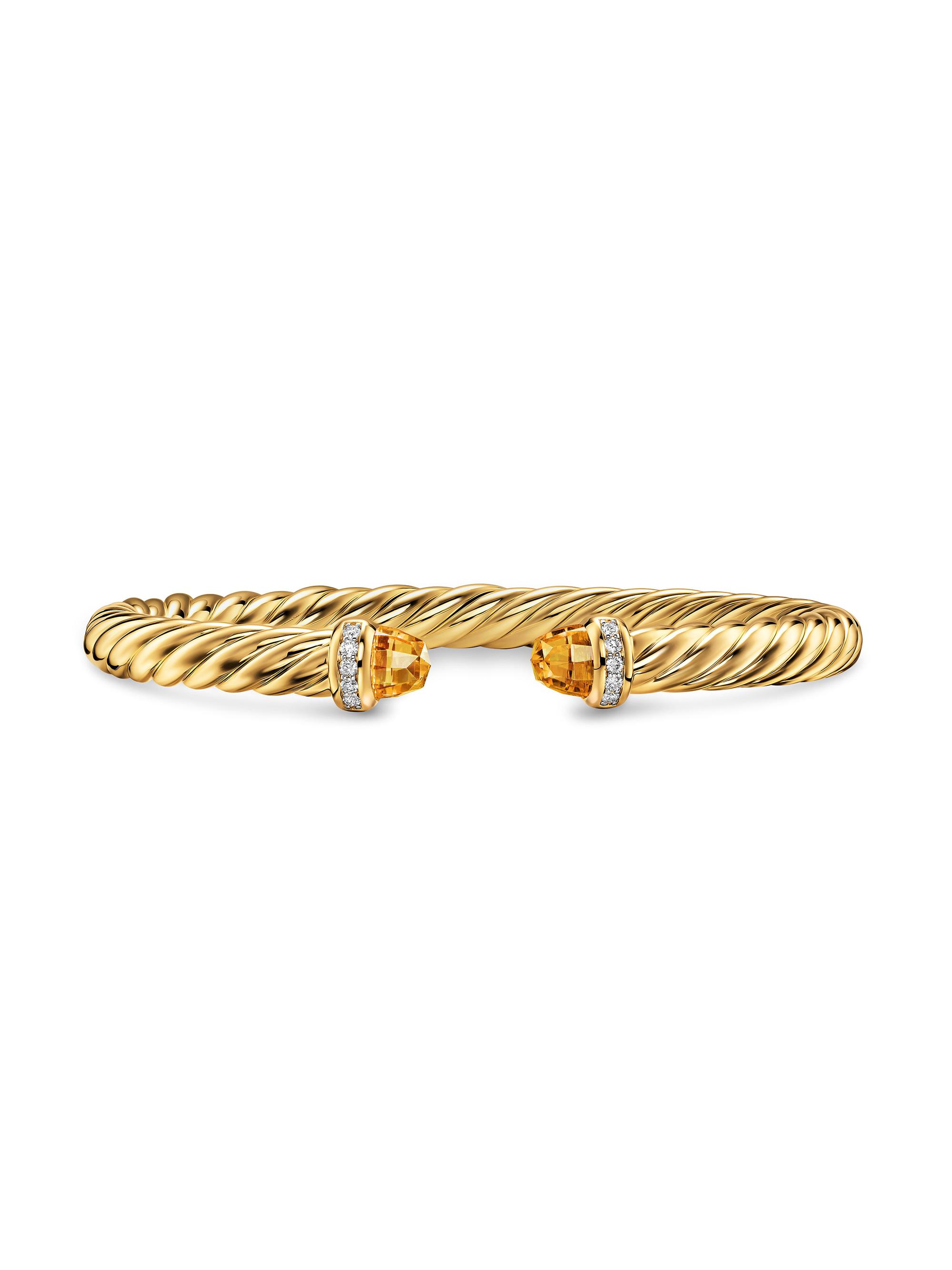 David Yurman Women's Cablespira Flex Bracelet in 18K Yellow Gold - Citrine