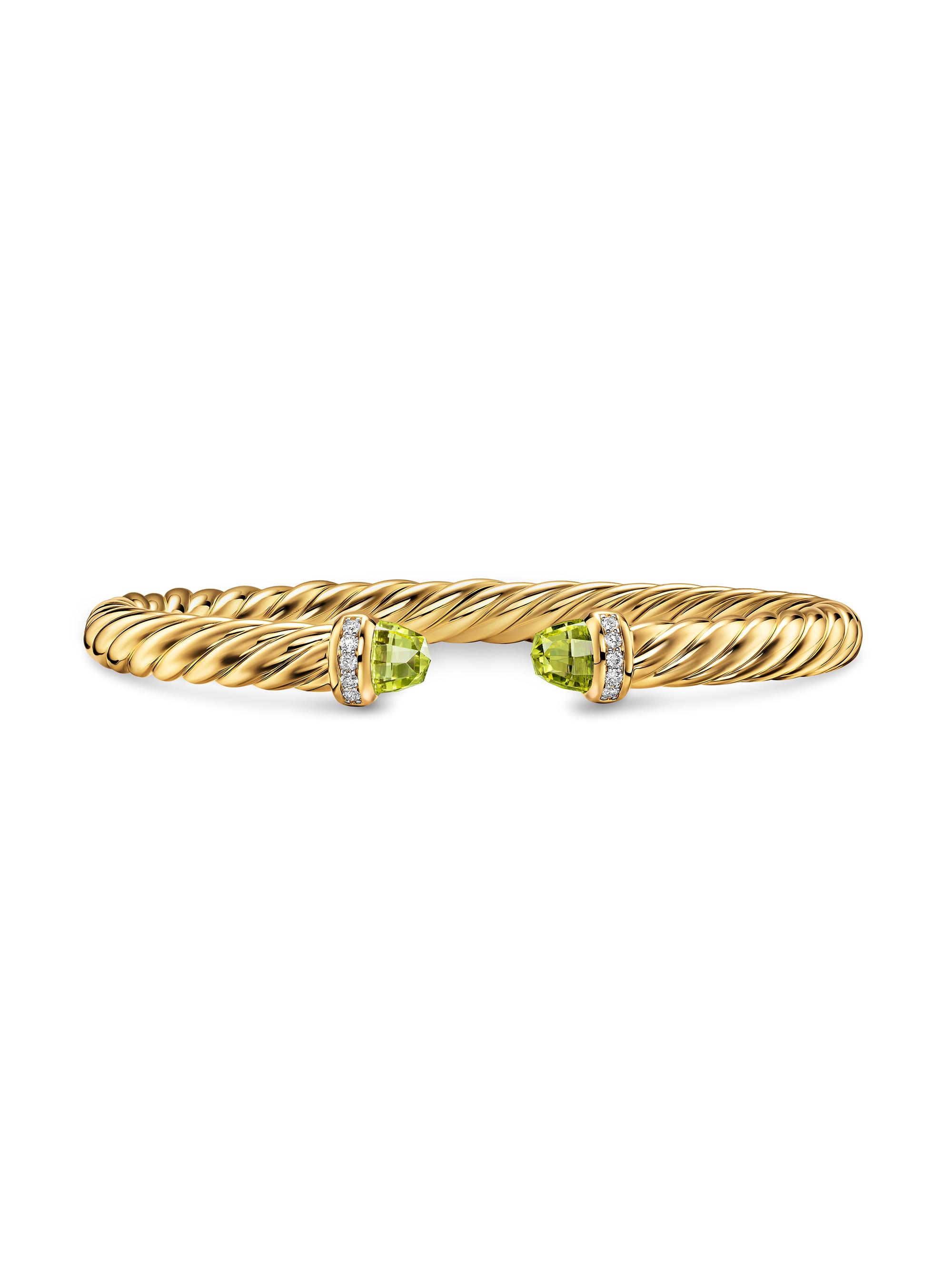 David Yurman Women's Cablespira Flex Bracelet in 18K Yellow Gold - Peridot