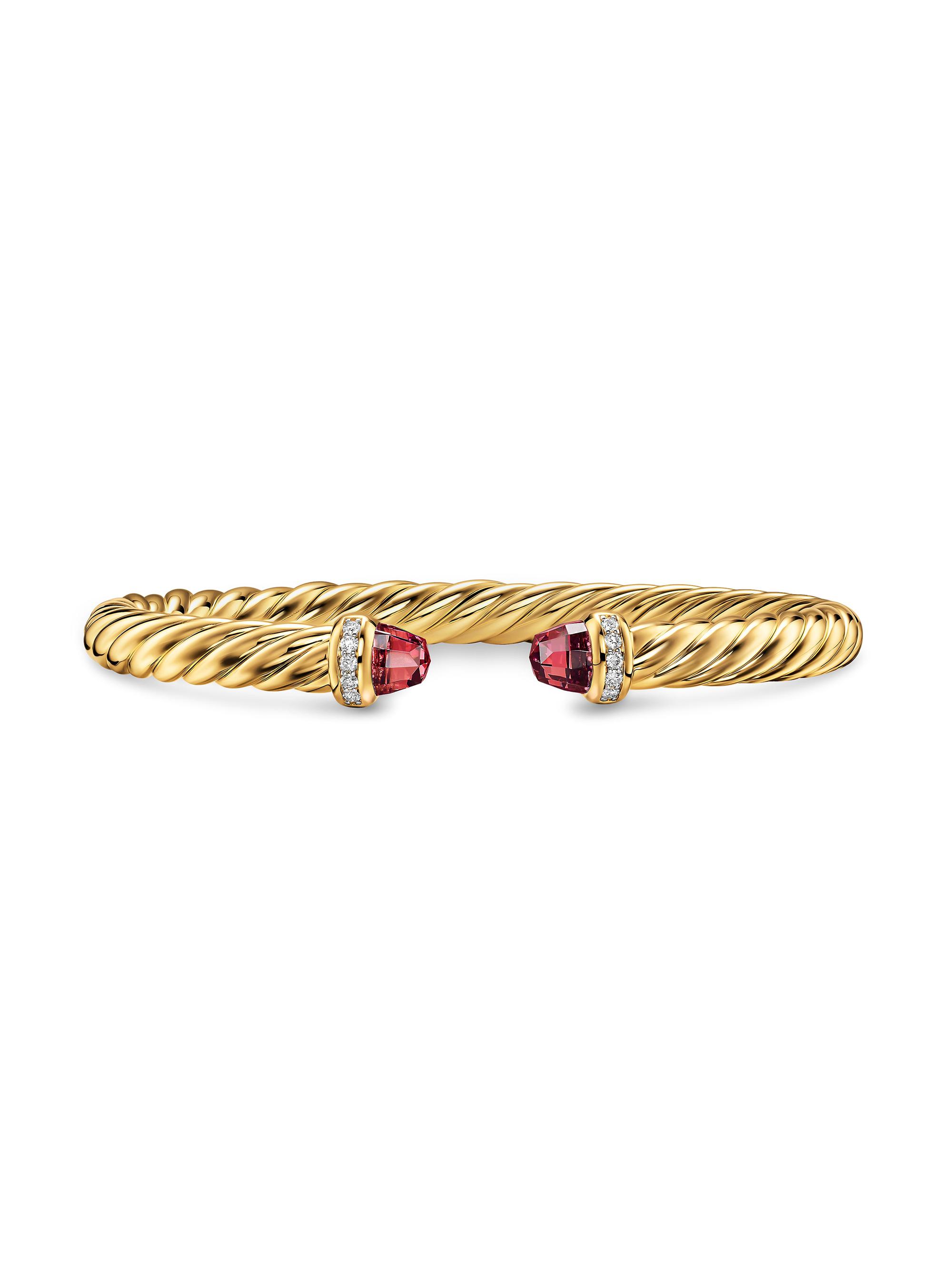 David Yurman Women's Cablespira Flex Bracelet in 18K Yellow Gold - Rhodolite Garnet