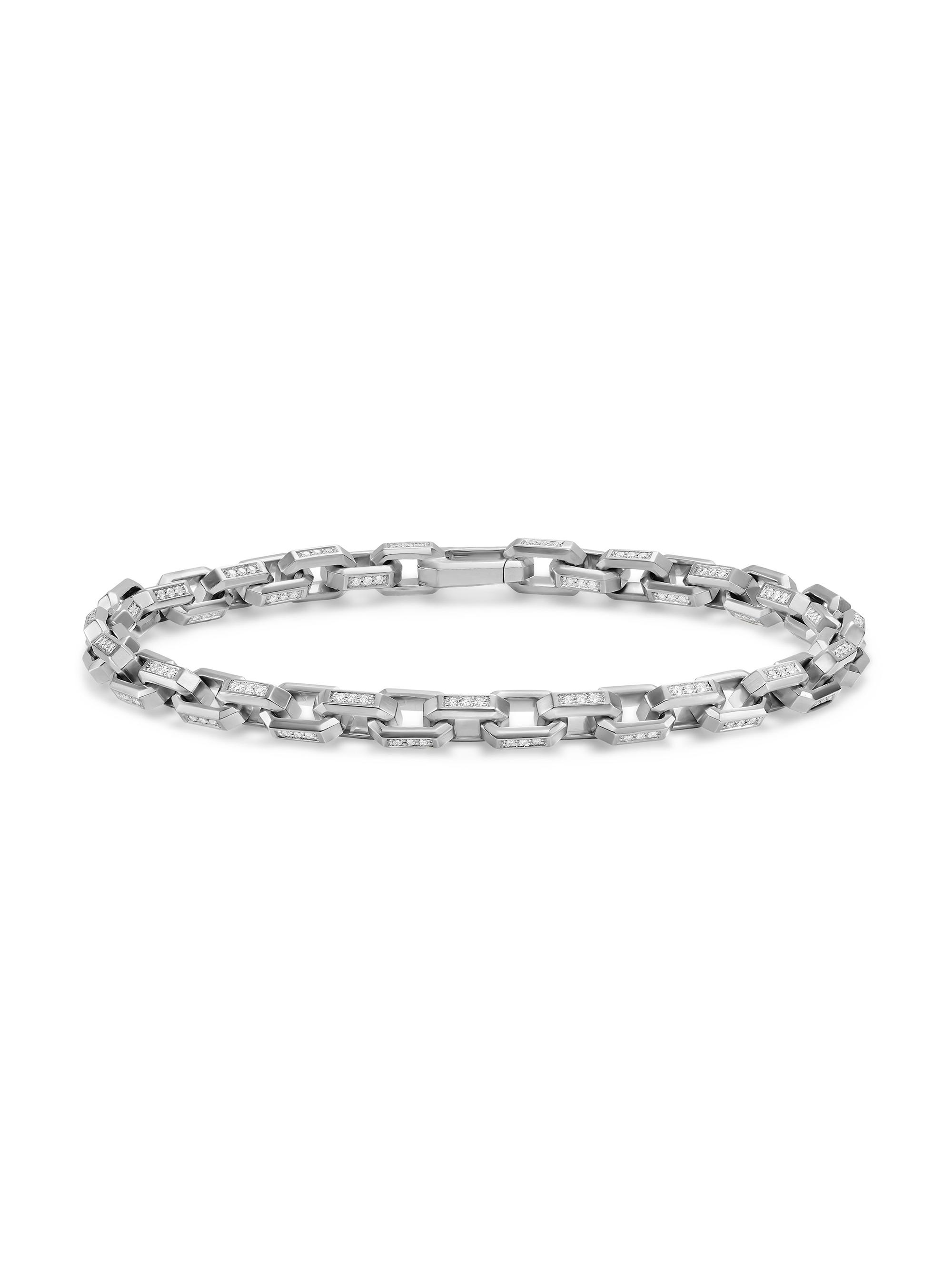 David Yurman Men's Streamline Link Bracelet in Sterling Silver - Diamond