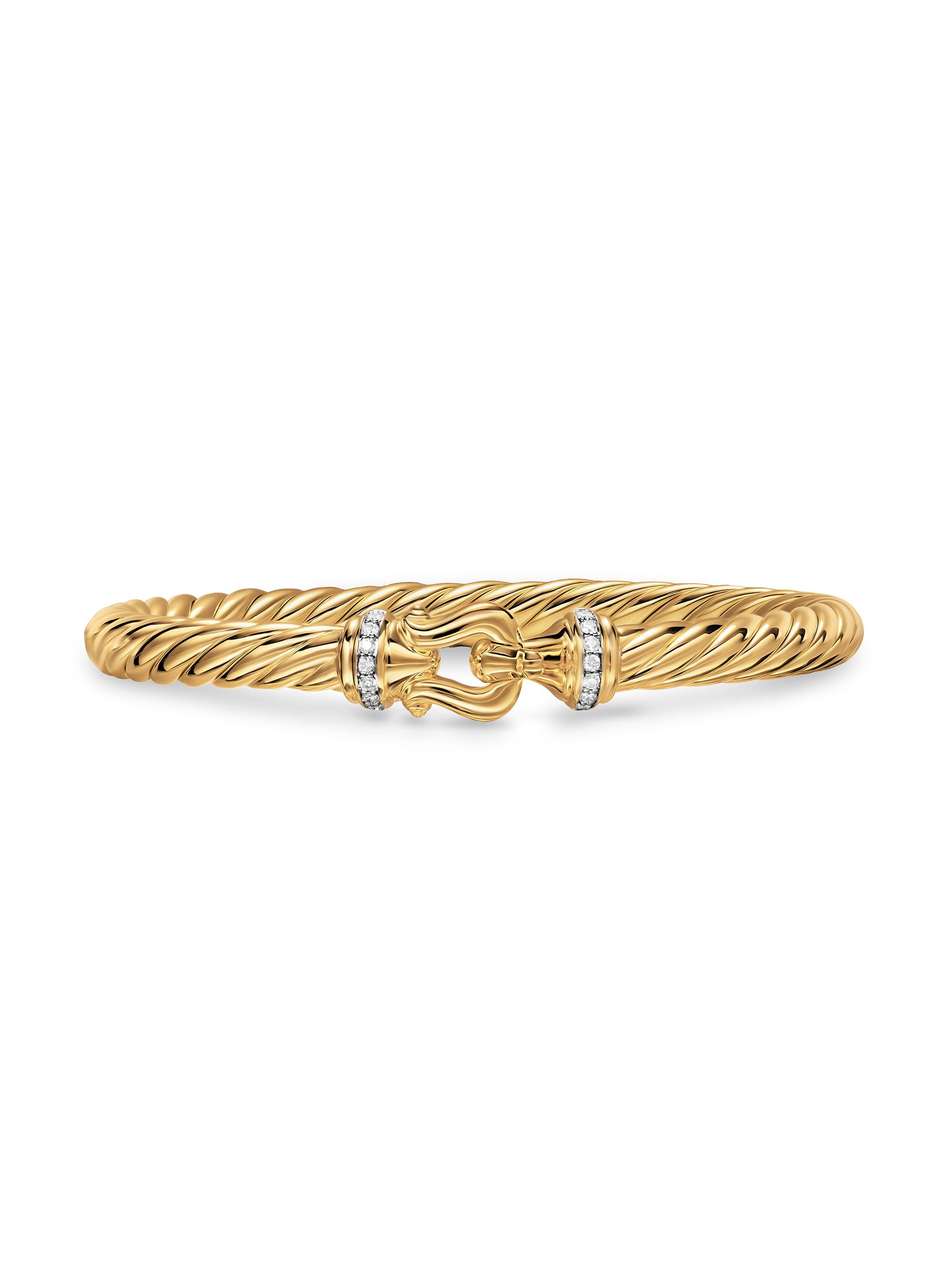 David Yurman Women's Cablespira Buckle Bracelet in 18K Yellow Gold - Diamond