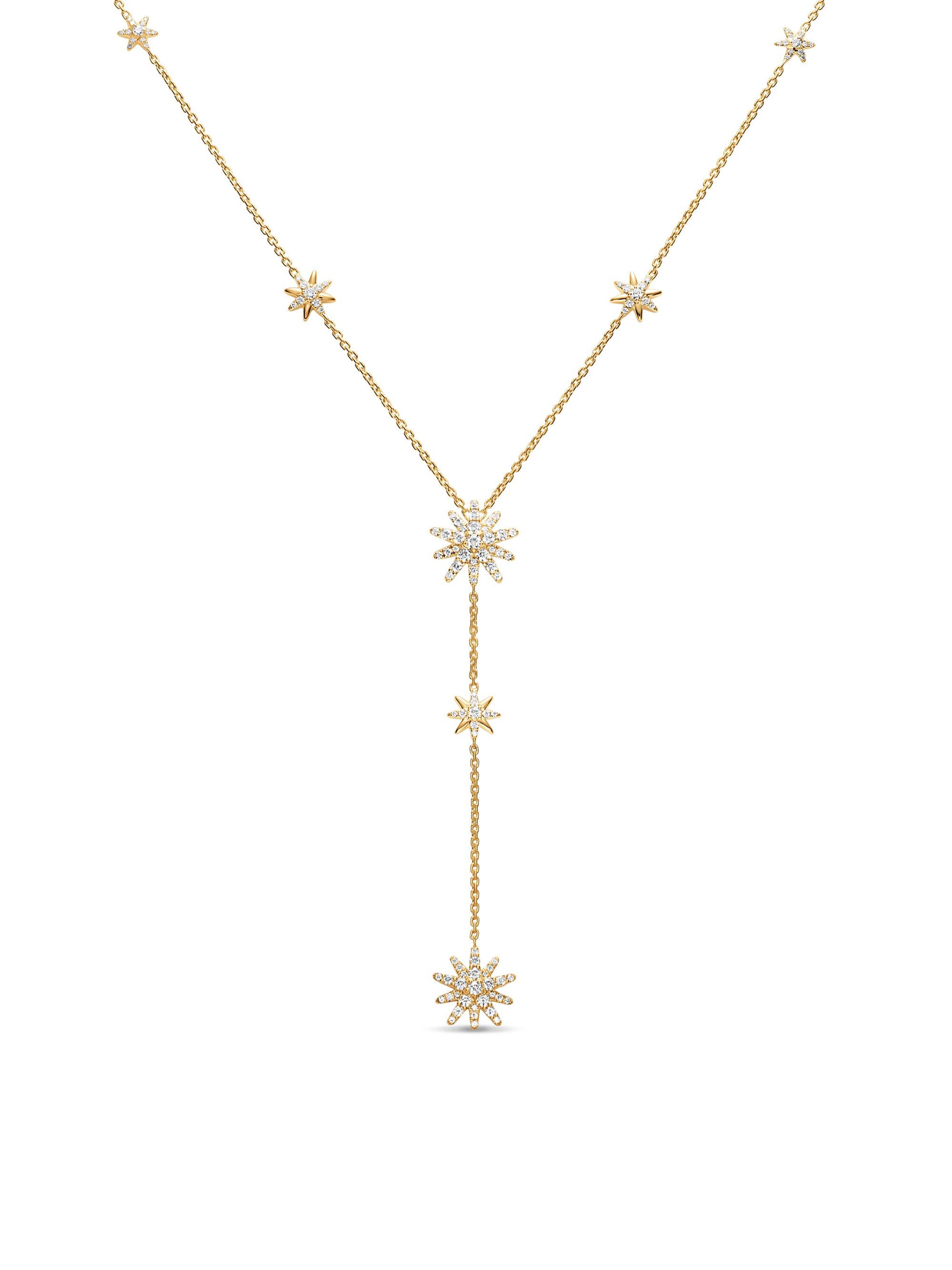 David Yurman Women's Starburst Y Necklace in K Yellow Gold with Diamonds, 76.7MM - Diamond