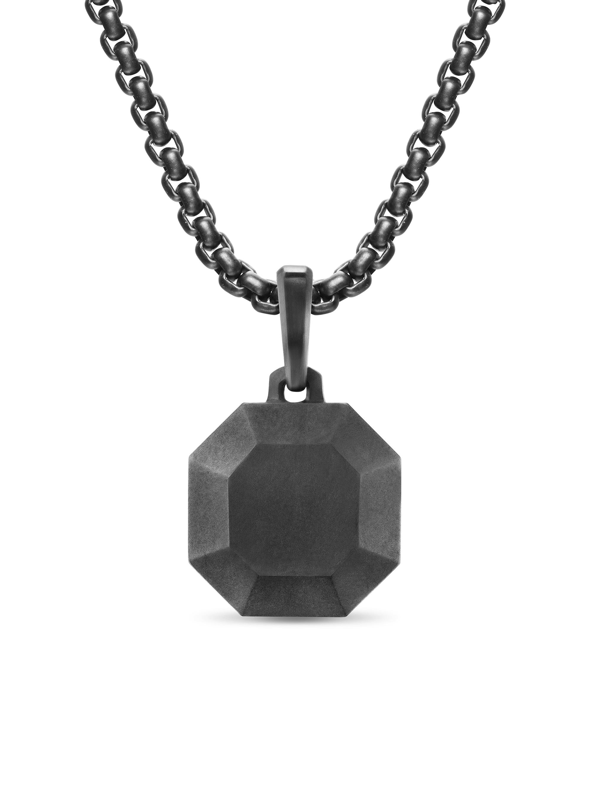 David Yurman Men's Faceted Stone Amulet in Black Titanium, 16MM - Black
