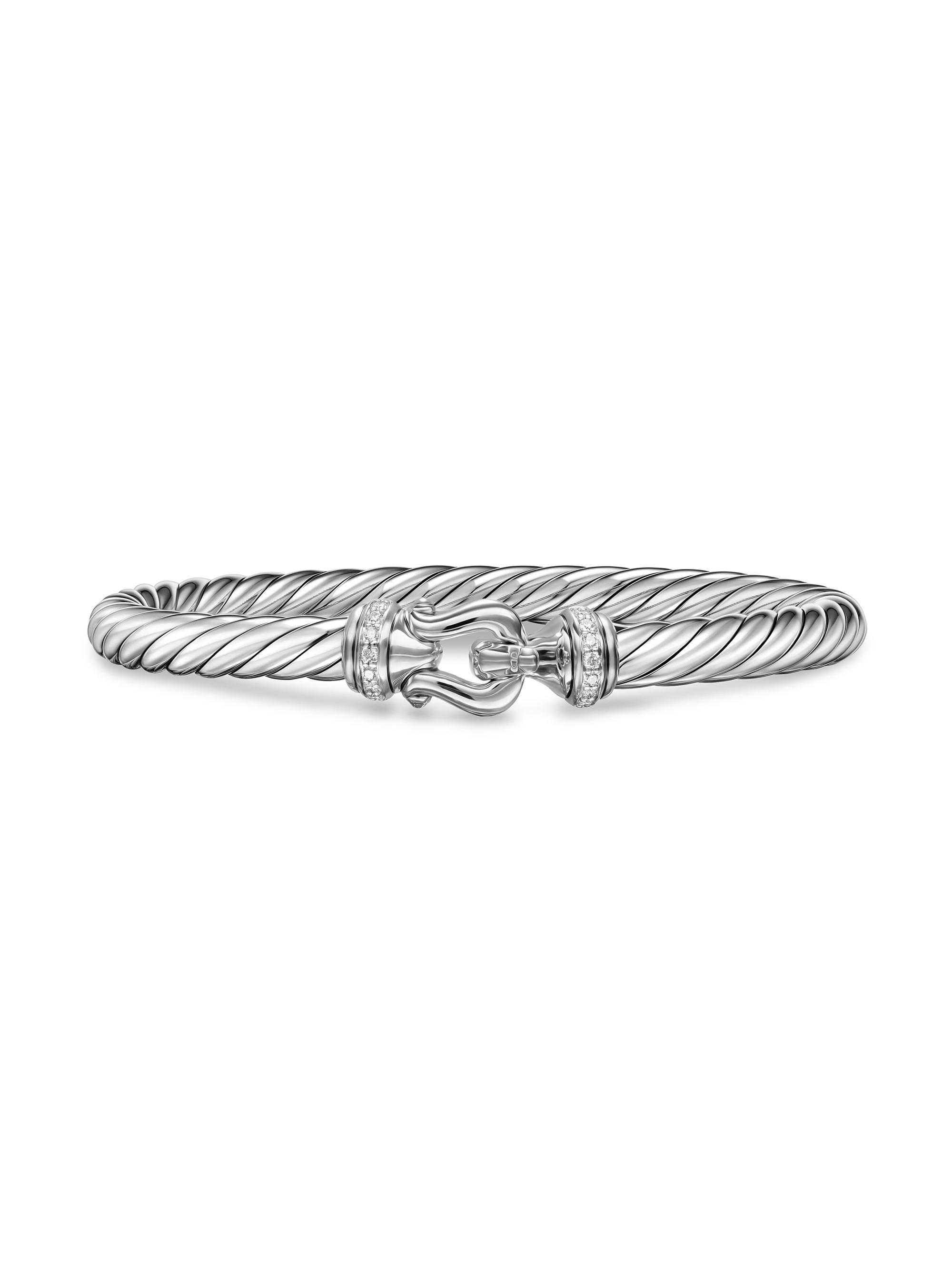 David Yurman Women's Cable Flex Buckle Bracelet in Sterling Silver - Diamond