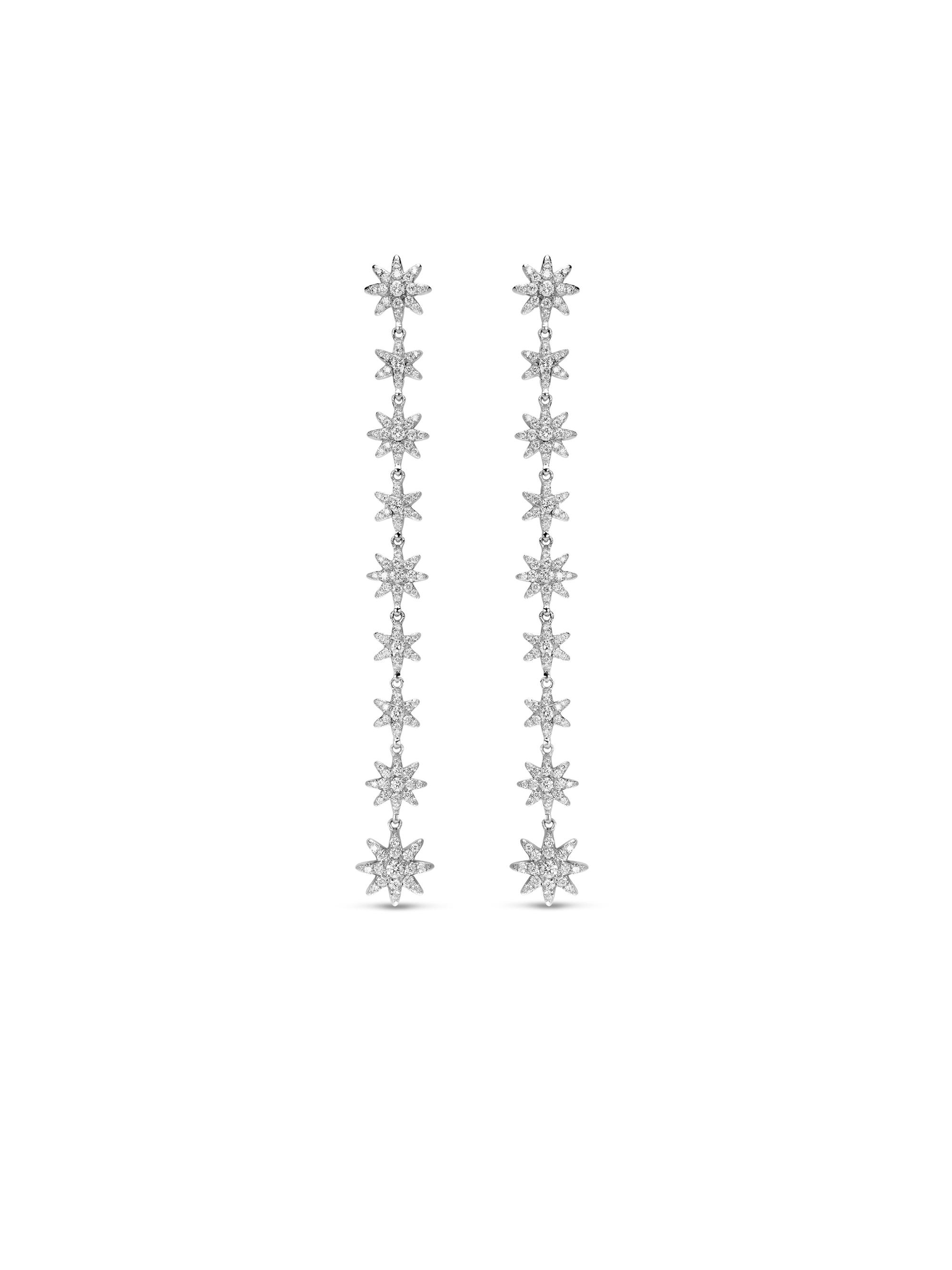 David Yurman Women's Starburst Drop Earrings in 18K White Gold with Diamonds, 70.9MM - Diamond