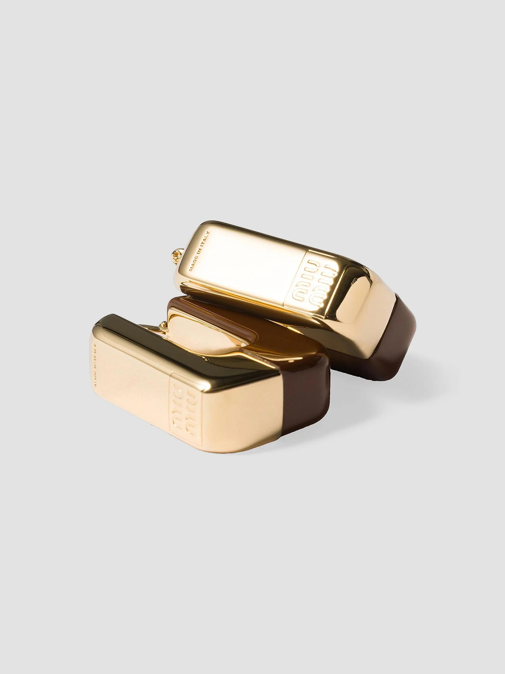 Miu Miu Women's Enameled Metal Earrings - Brown | Thumbnail 2