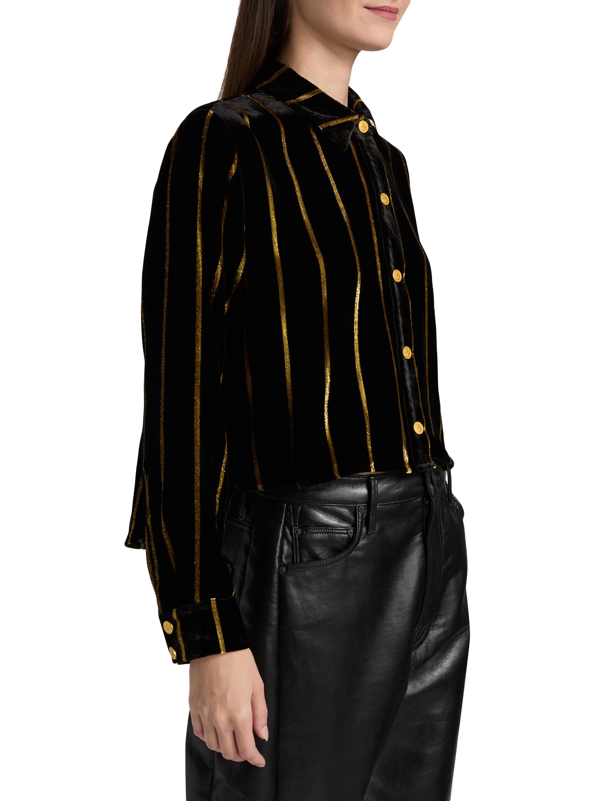 Pale Rose Stripe Cosette Crop High Low Shirt