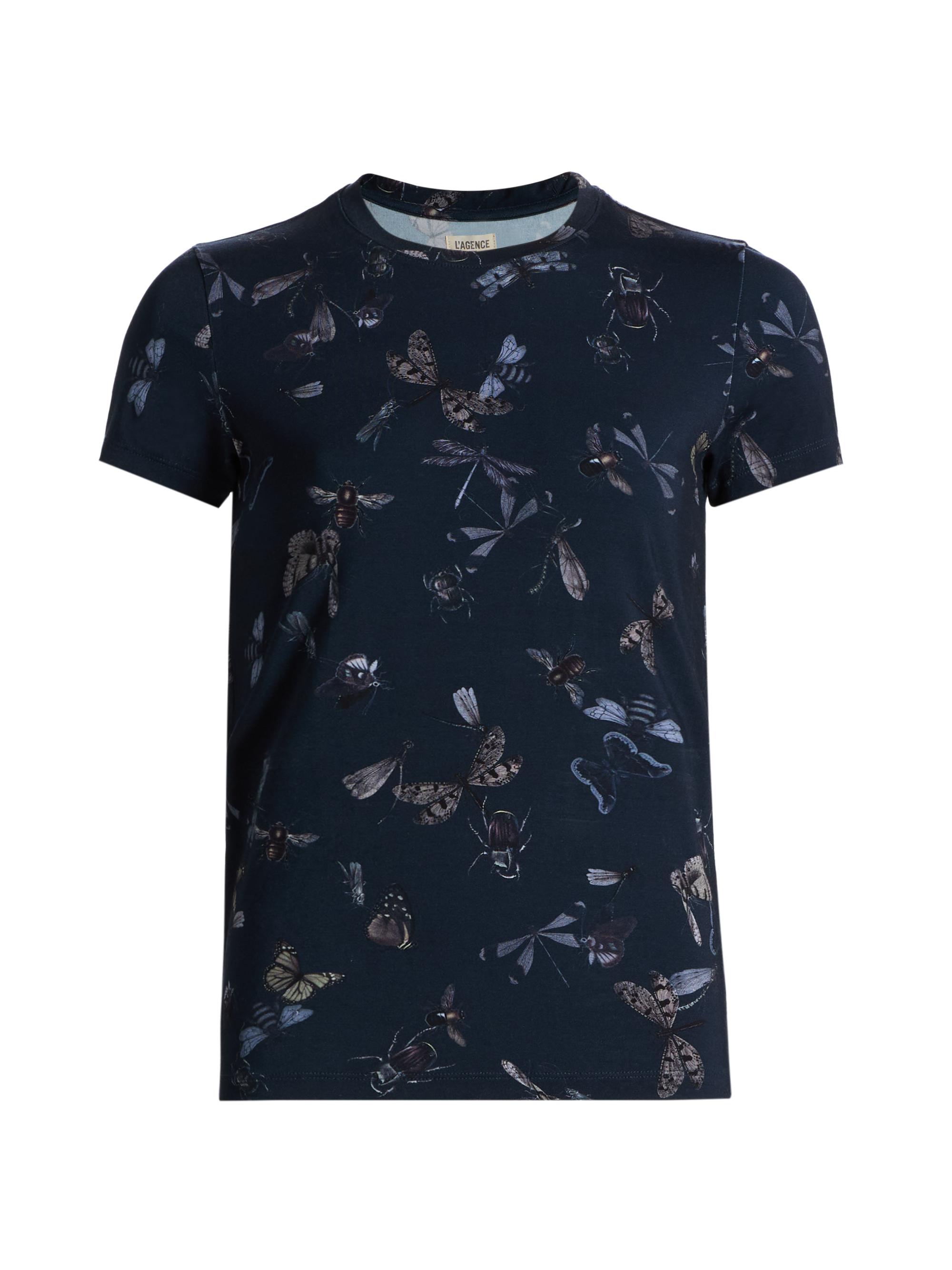 L'AGENCE Women's Ressi Bug Print T-Shirt - Midnight Multi Beetles