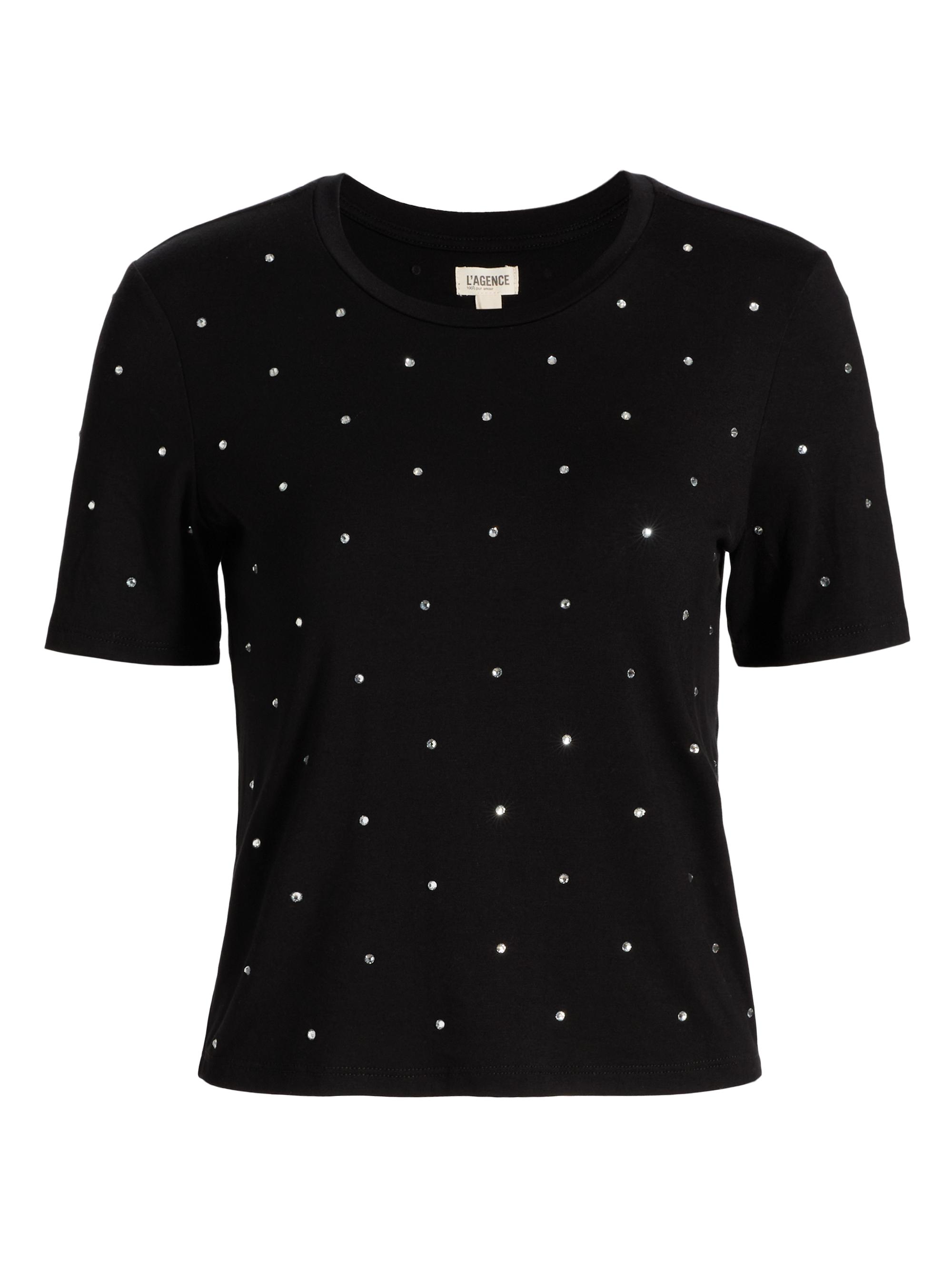 L'AGENCE Women's Stormy Embellished T-Shirt - Black
