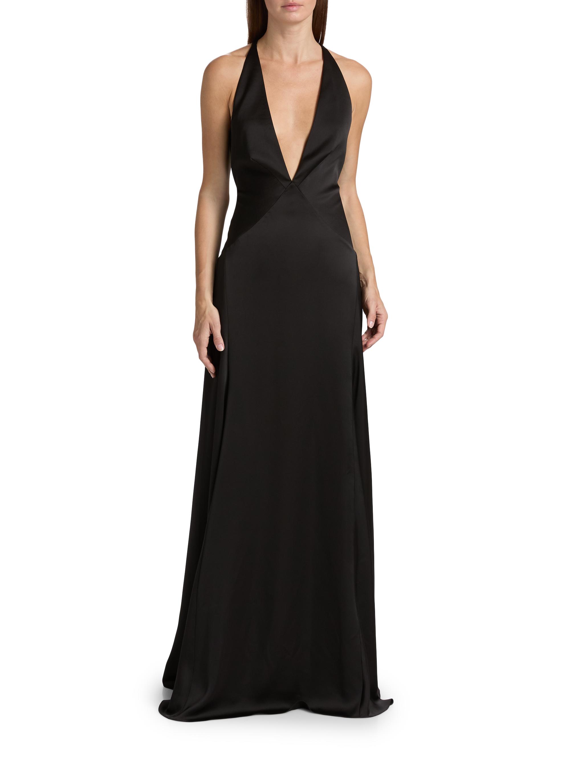 Ramy Brook Belle Plunging V-Neck Satin Gown | Saks Fifth Avenue