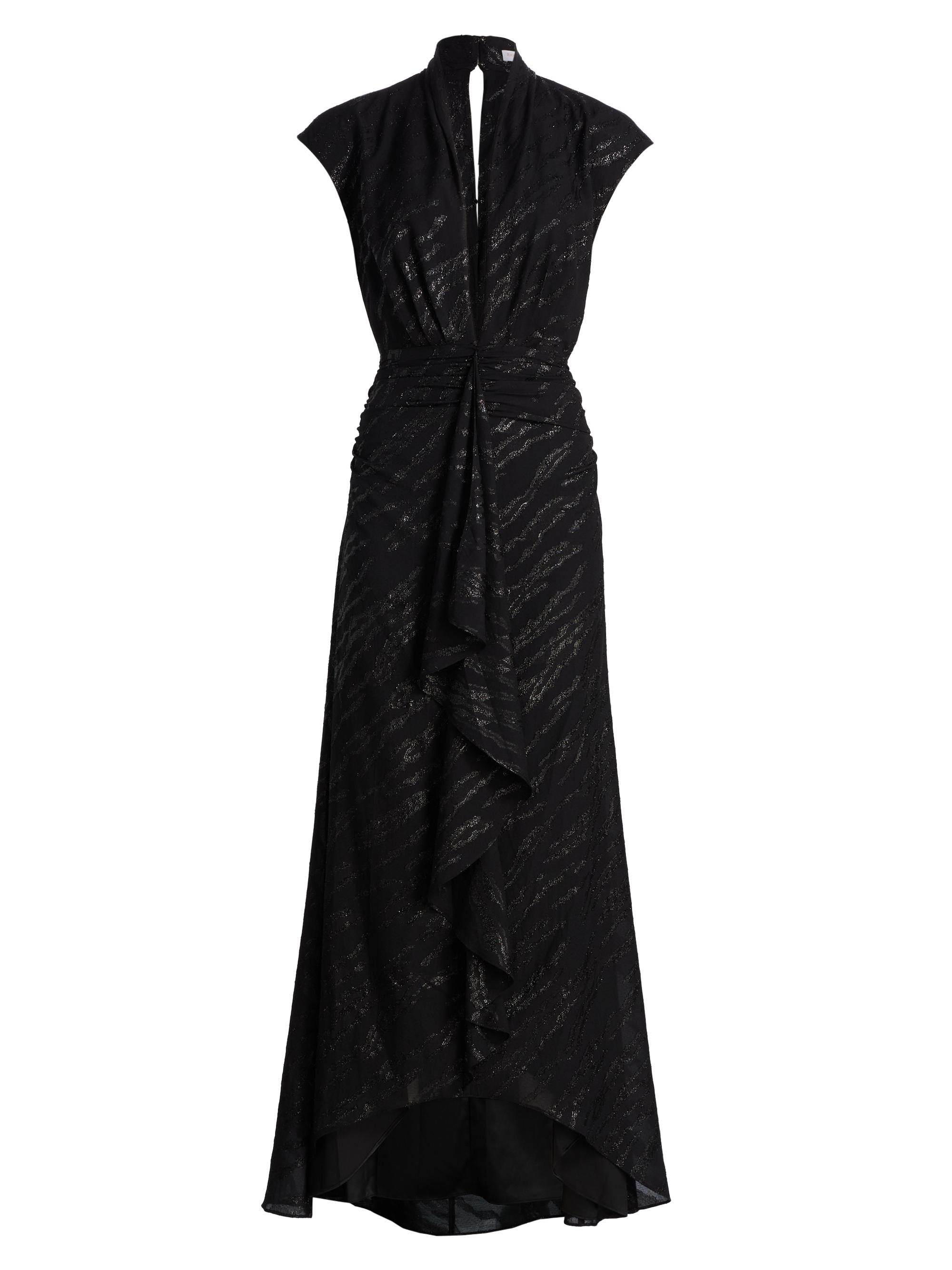 Ramy Brook Women's Catrin Plunging V-Neck Shimmer Dress - Black Lurex