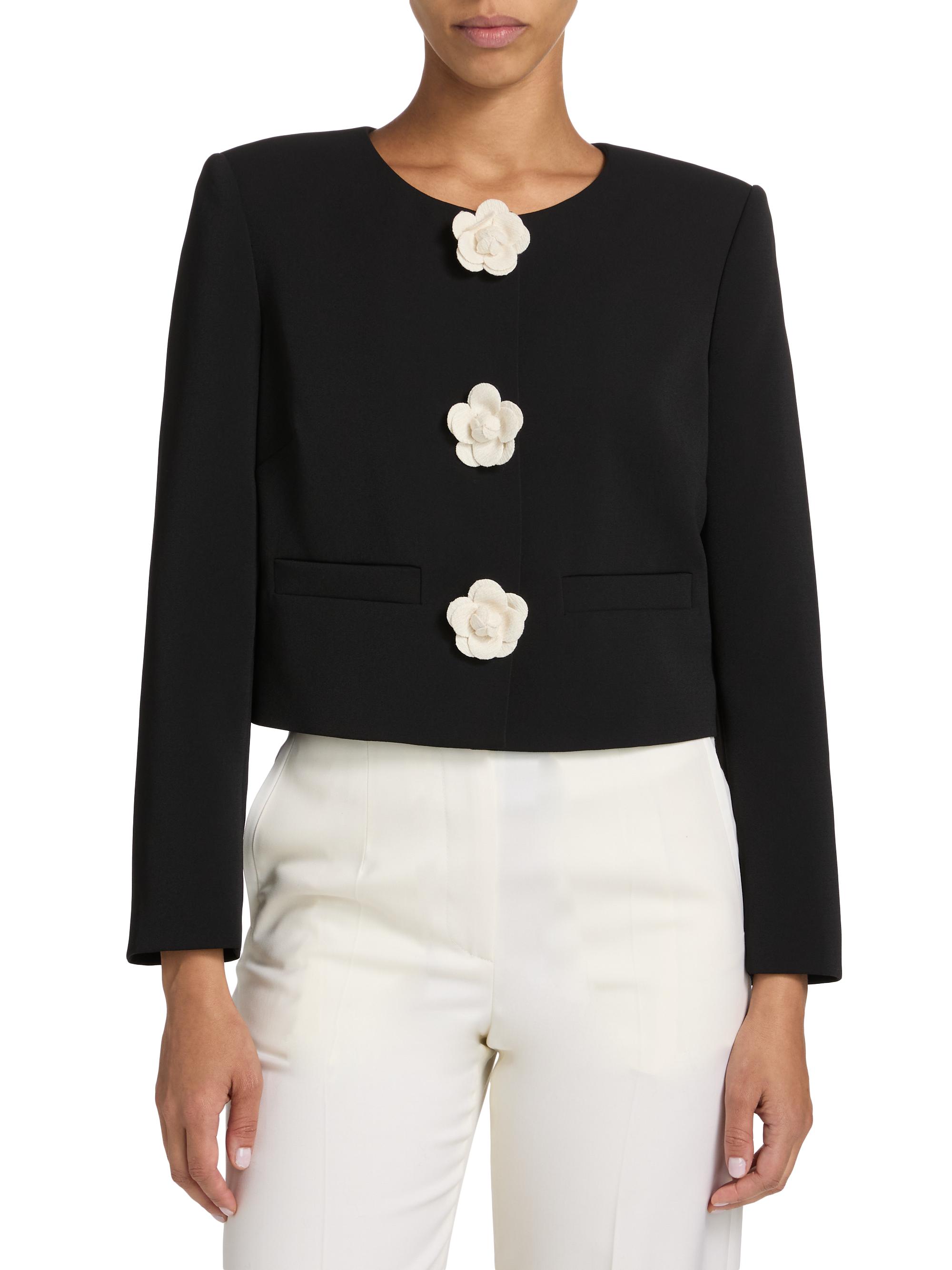 Milly Selena Camellia Appliqué Crop Jacket | Saks Fifth Avenue