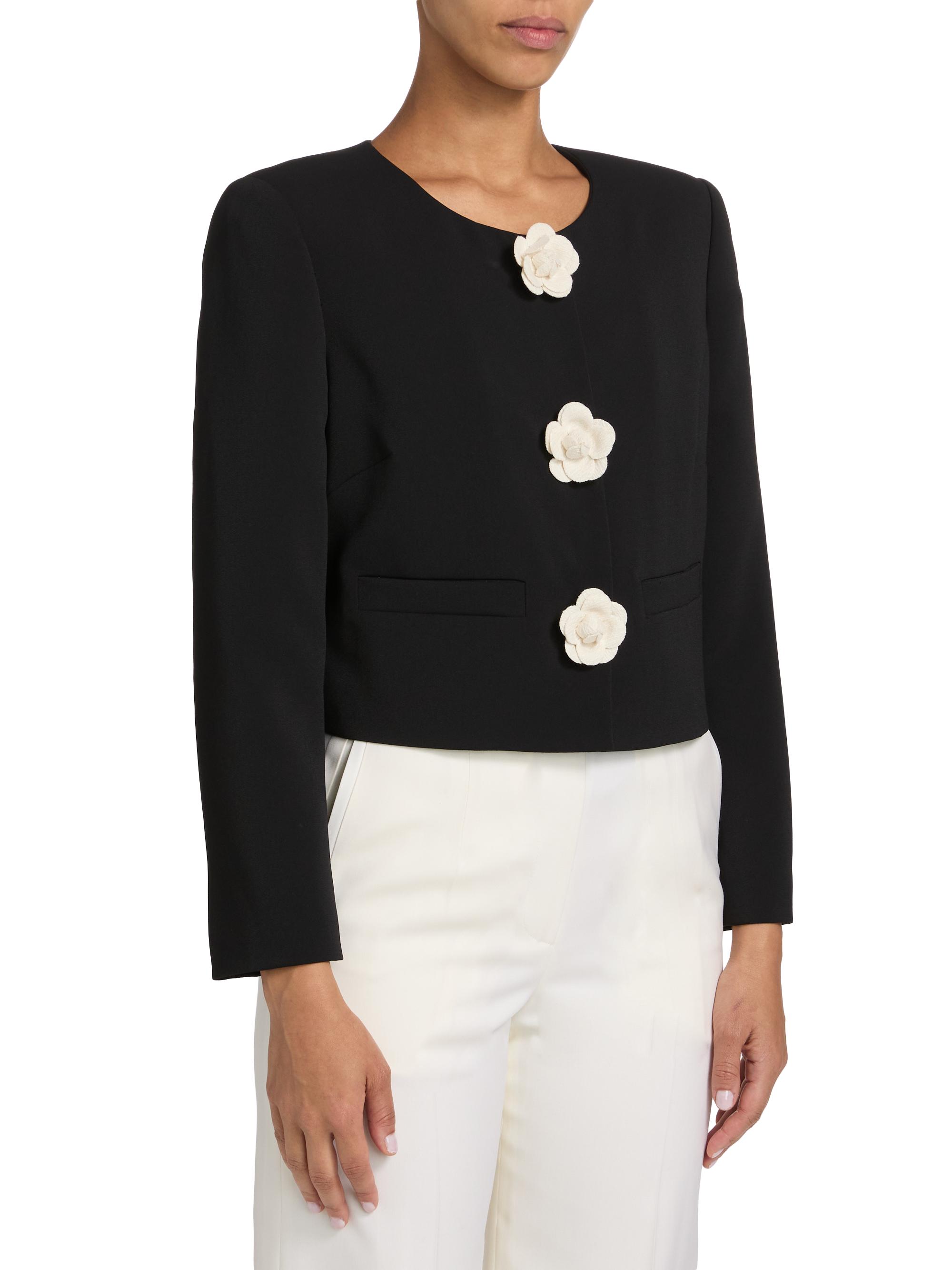 Milly Selena Camellia Appliqué Crop Jacket | Saks Fifth Avenue