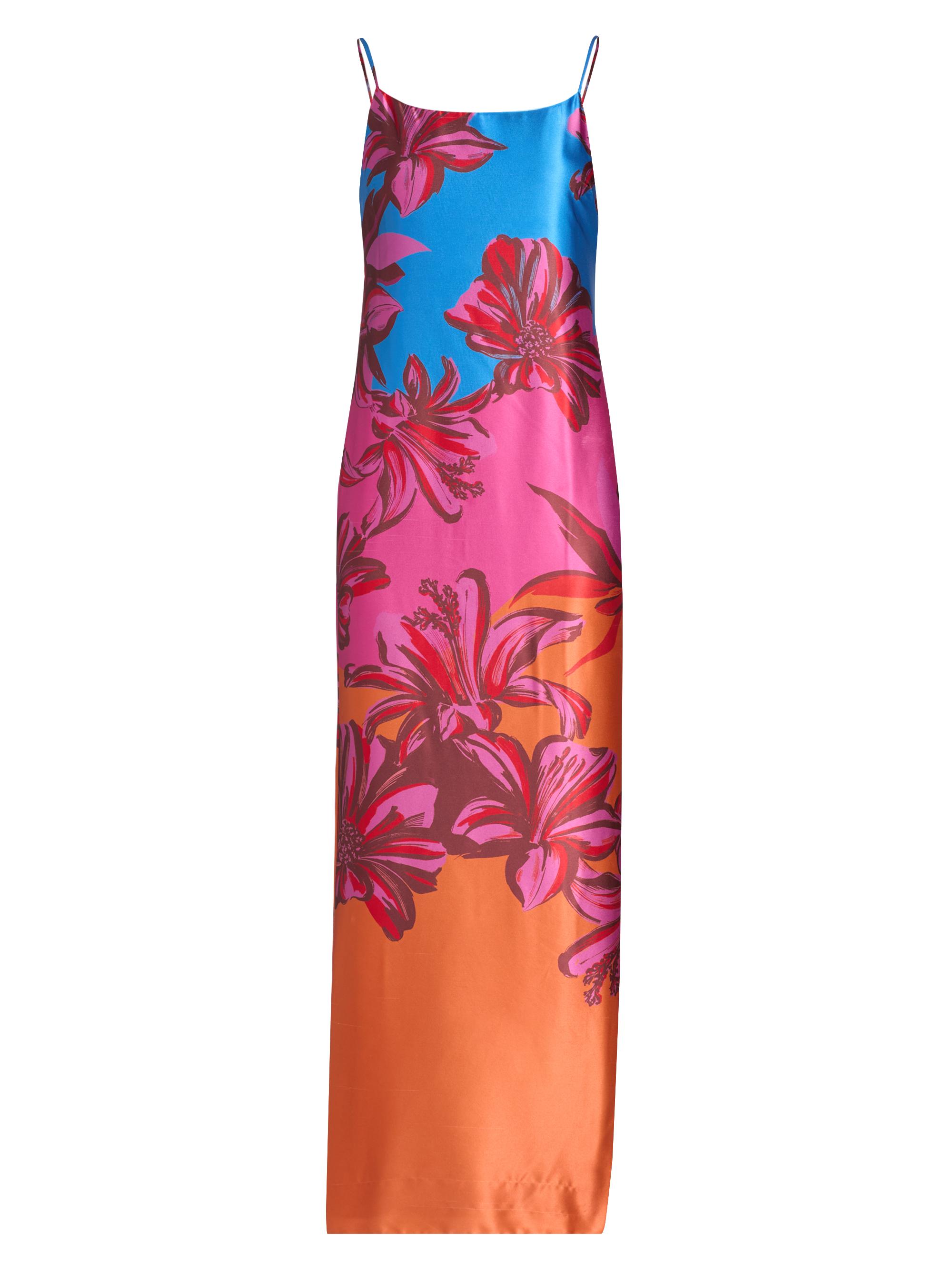Milly Women's Lily Sunset Floral Satin Slip Maxi Dress