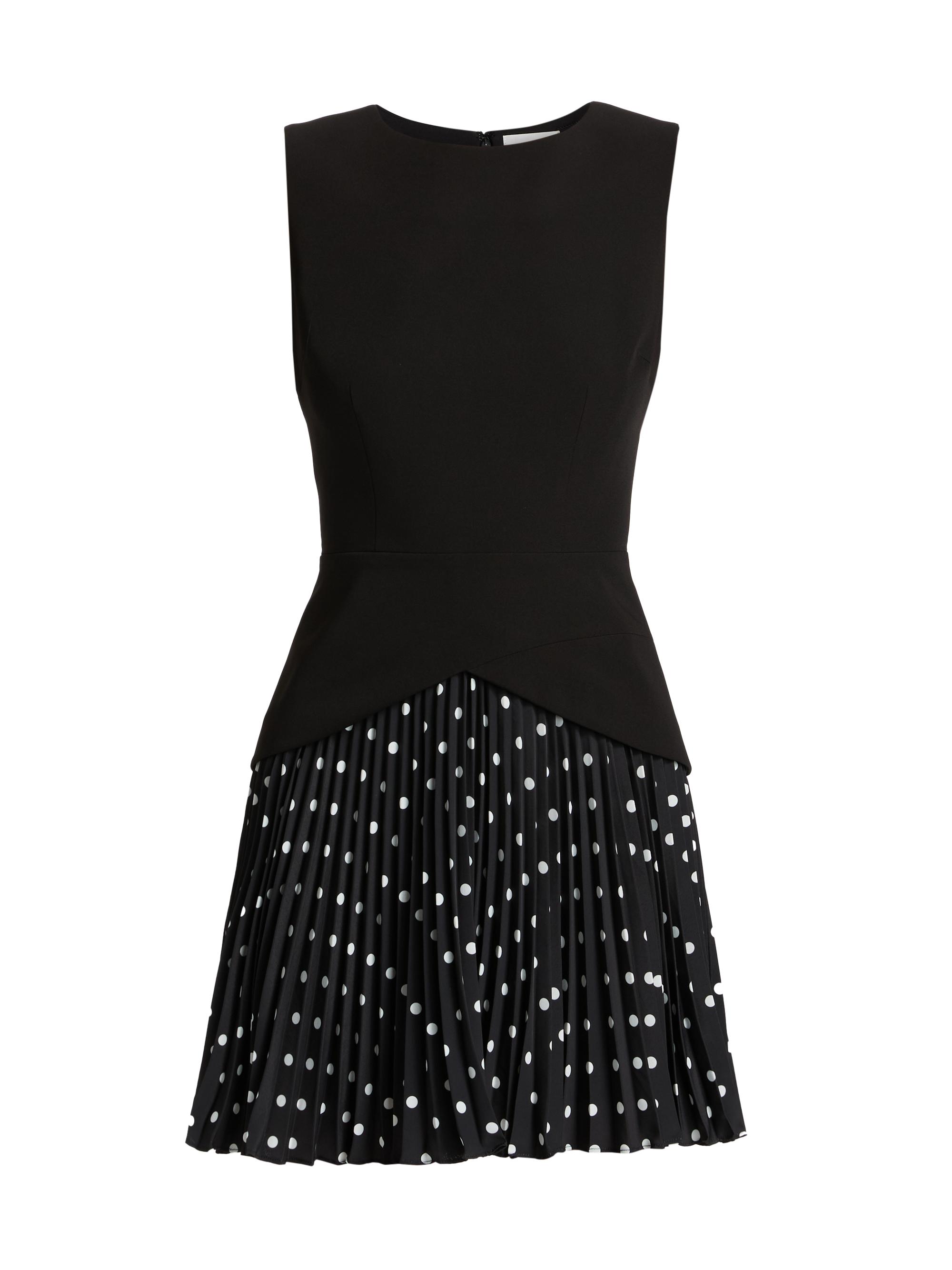 Milly Women's Haddy Polka Dot Pleated Combo Minidress - Black White