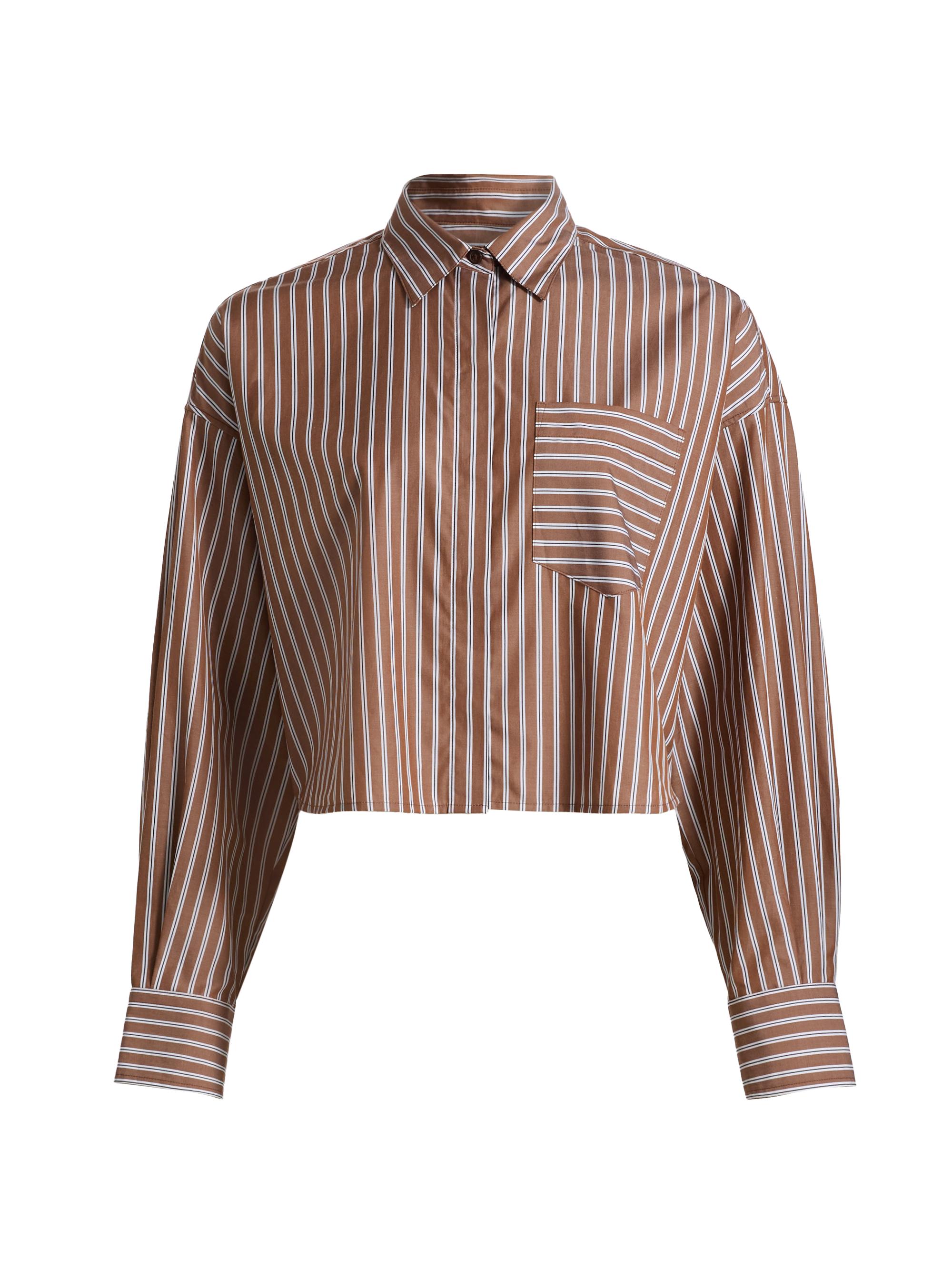rag & bone Women's Marin Striped Crop Shirt - Tobacco Stripe