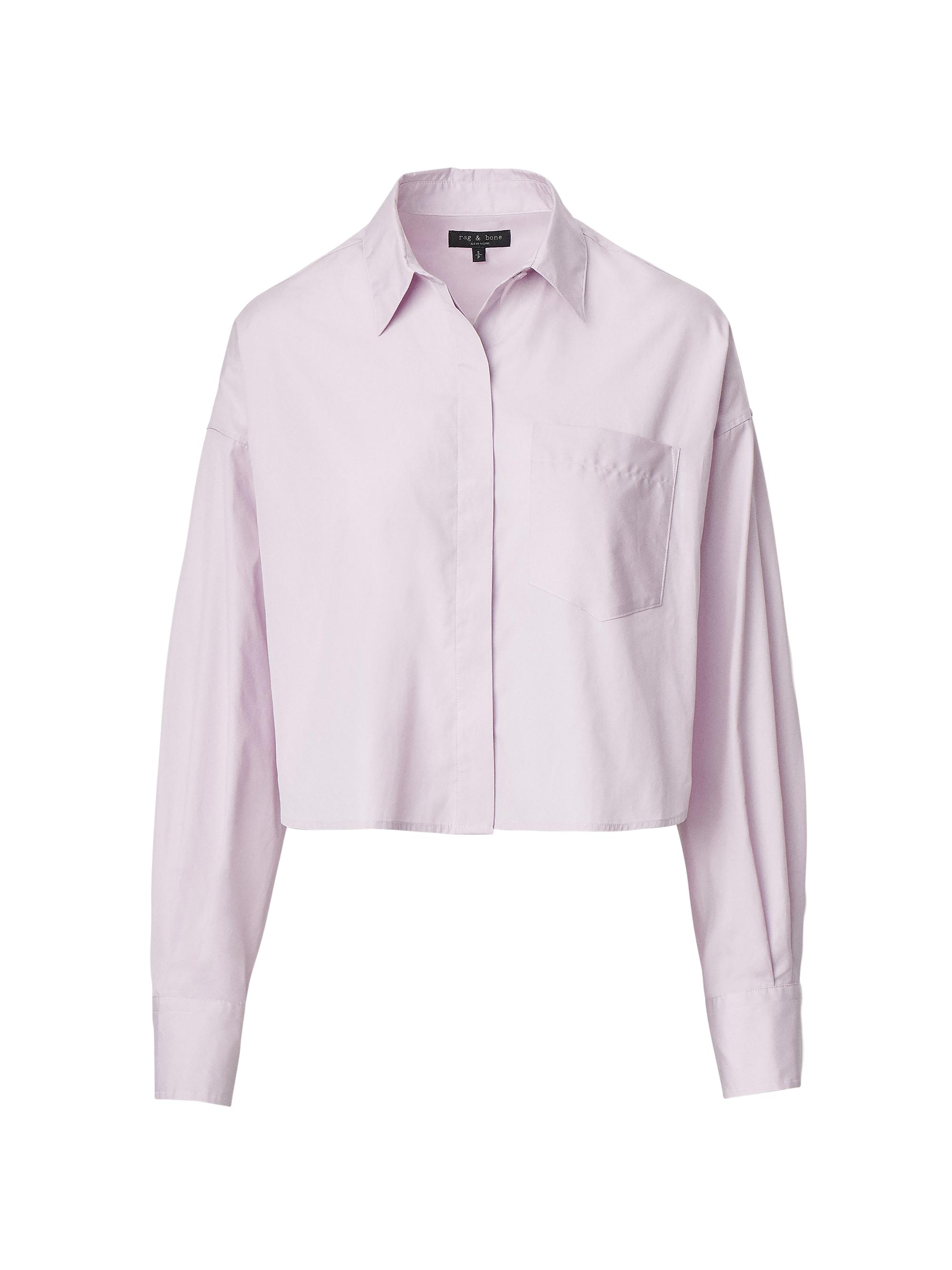 rag & bone Women's Marin Cotton Crop Shirt - Lavender