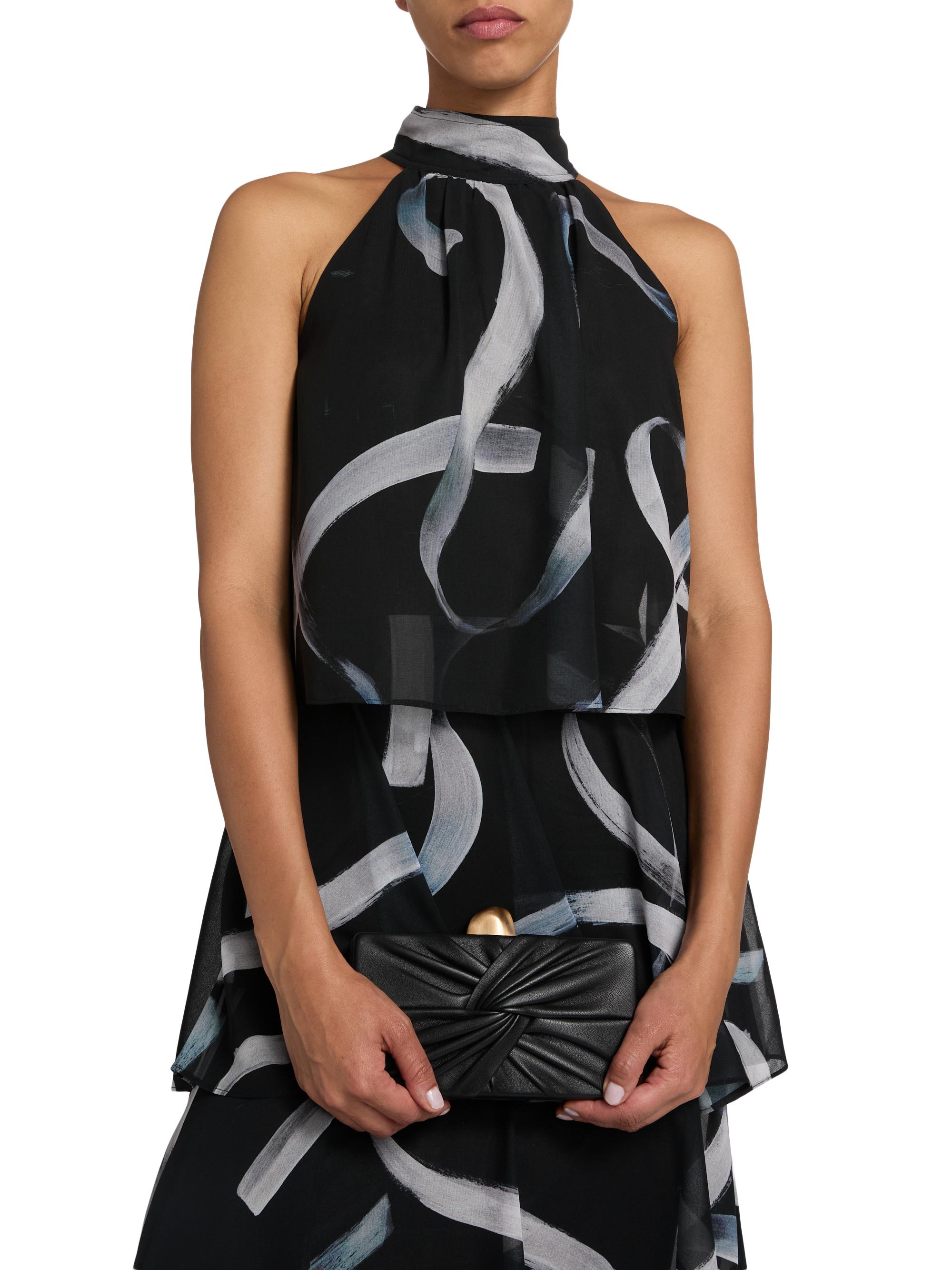 abstract chiffon ruffle maxi dress ASOS DESIGN ruffle chiffon maxi dress in chocolate abstract print