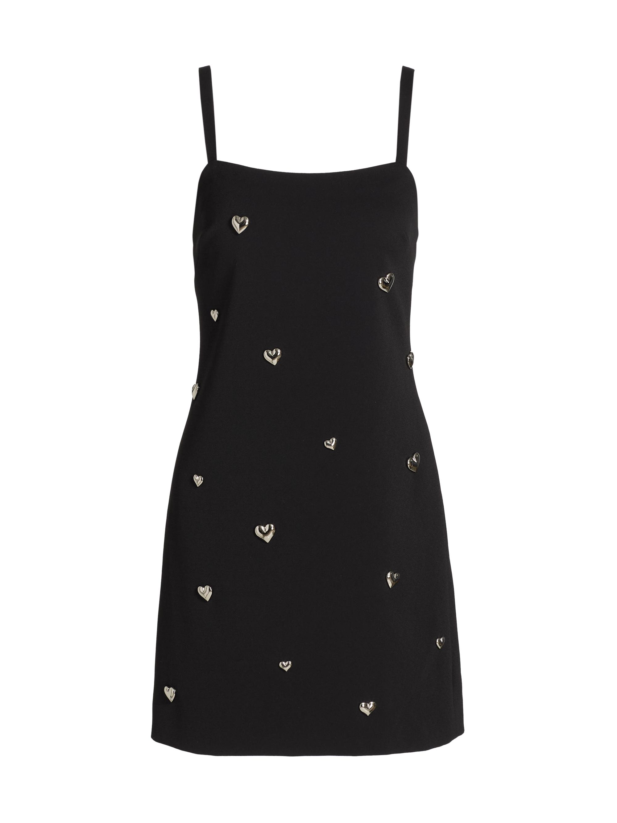 Milly Women's Colette Heart Crepe Square-Neck Minidress - Black