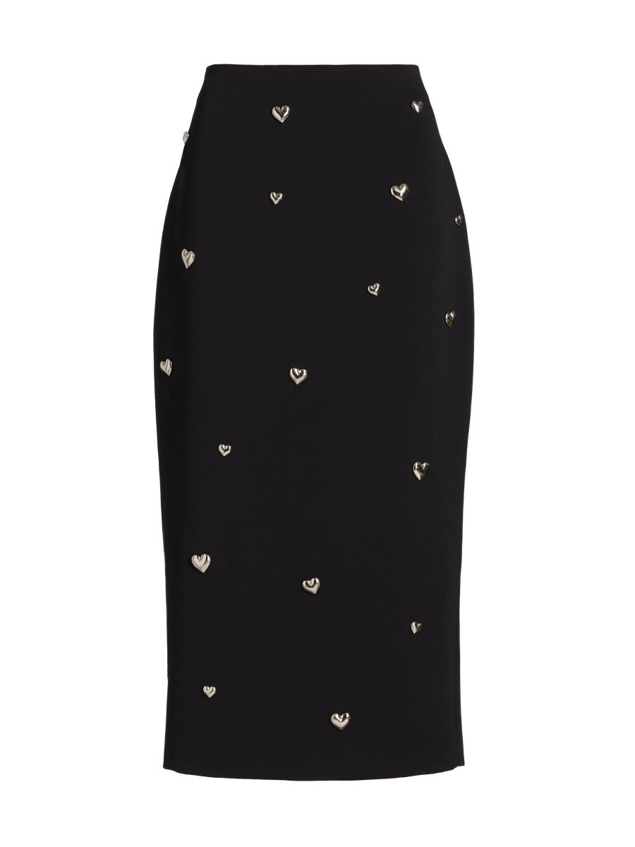 Milly Women's Syra Heart Appliqué High-rise Midi-skirt In Black