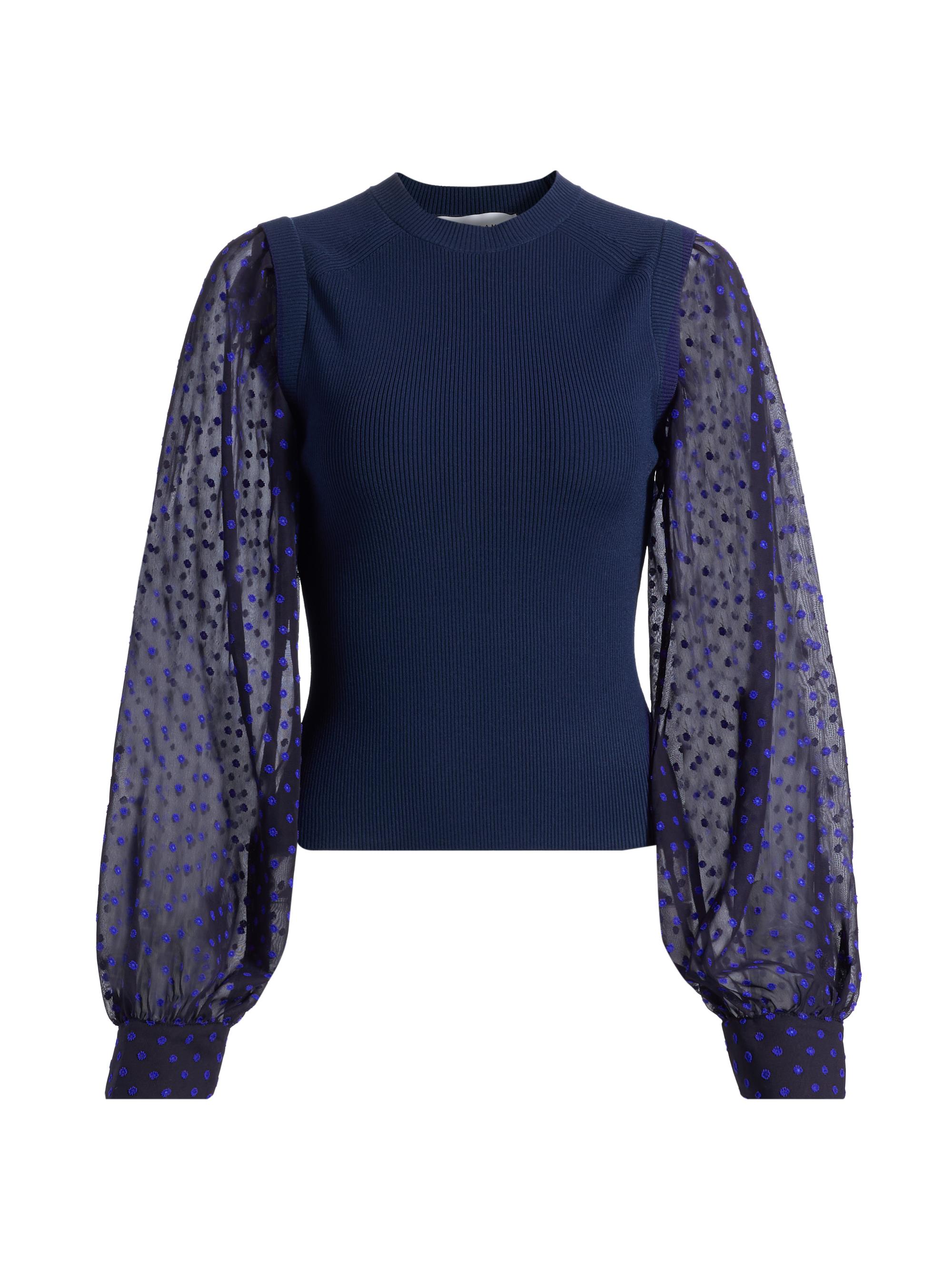 Derek Lam 10 Crosby Women's Cerina Sheer-Sleeve Sweater - Royal Blue | Thumbnail 8