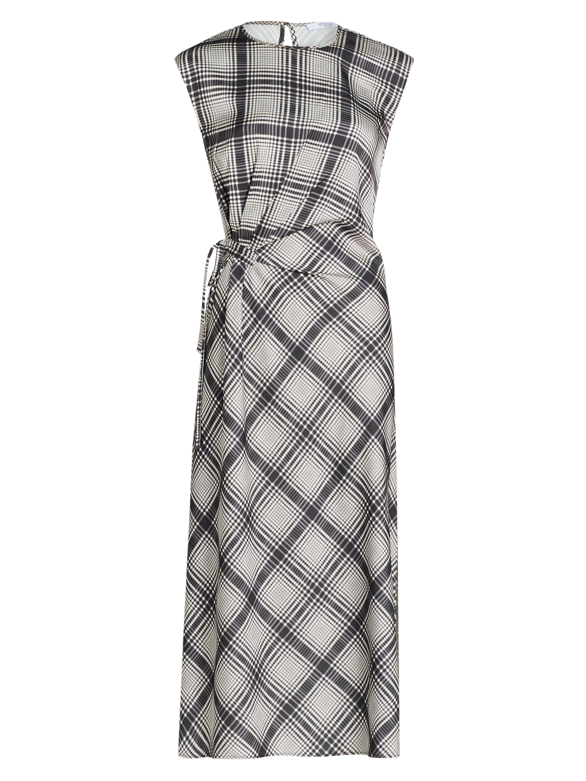 Derek Lam 10 Crosby Women's Adelita Check Crêpe Satin Midi-Dress - Black Shark Ecru