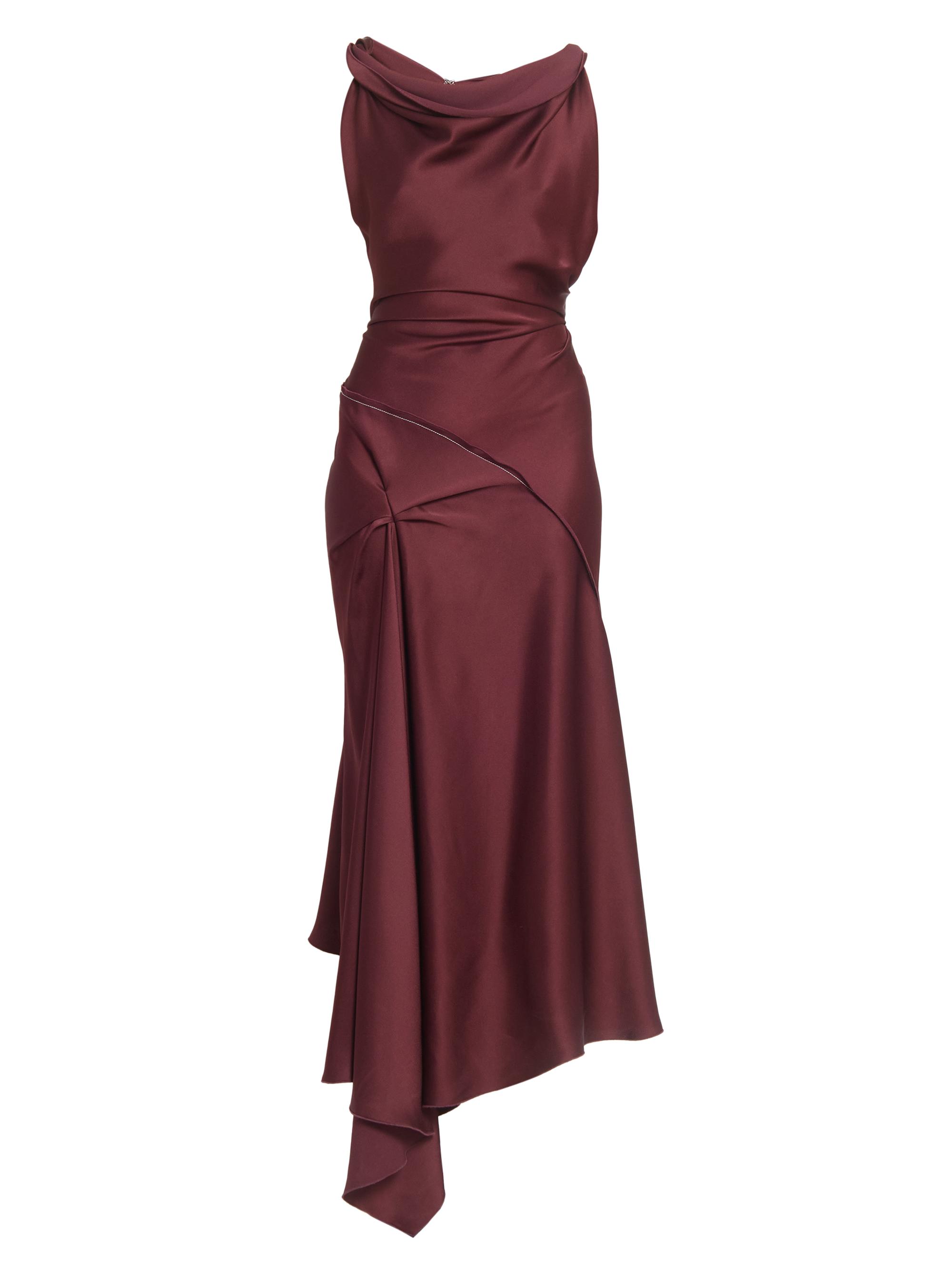 Victoria Beckham Women's Satin Asymmetric Draped Midi-Dress - Cinnabar Red