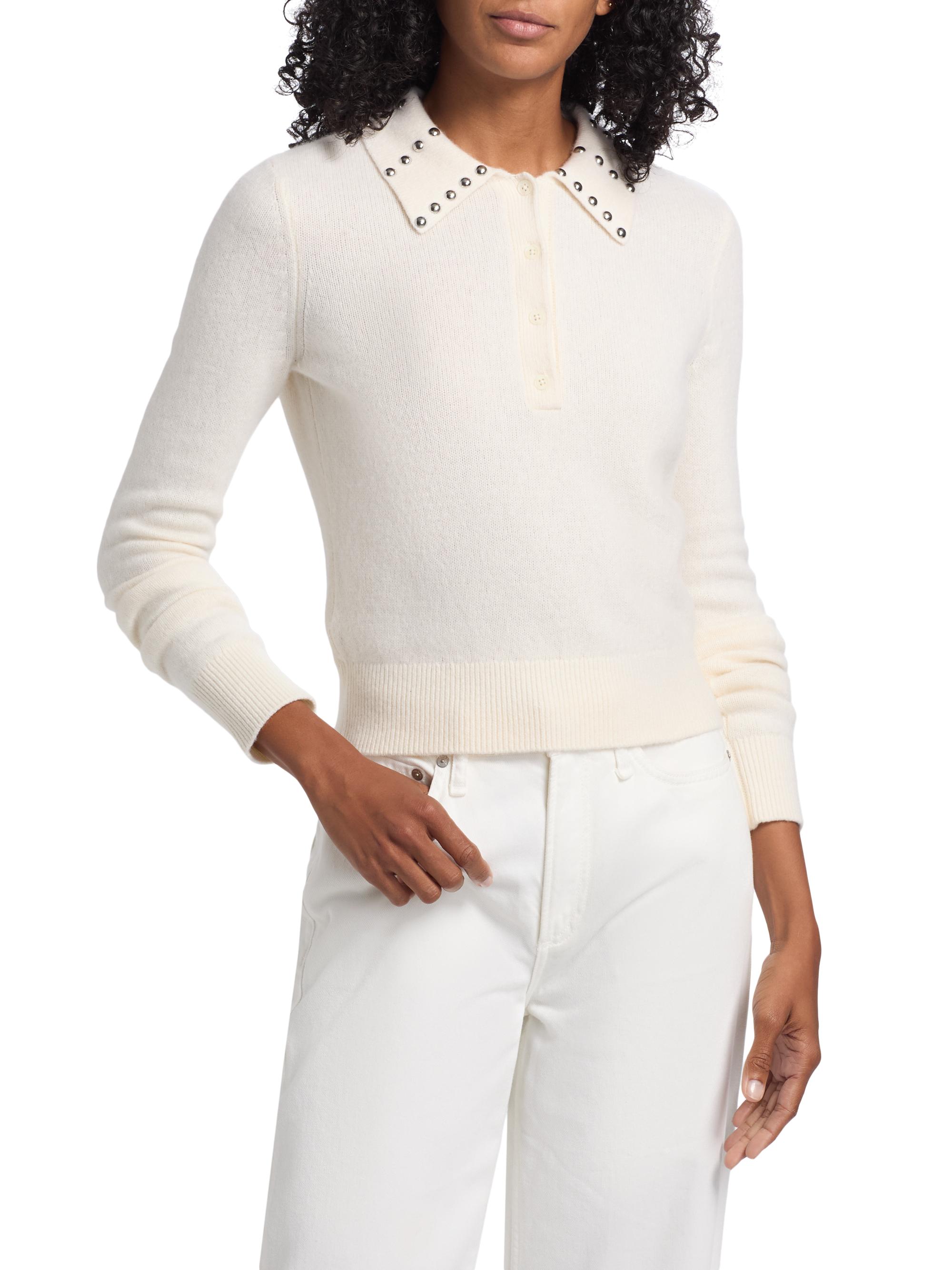 Derek Lam 10 Crosby Sancia Studded Collar Wool-Blend Sweater