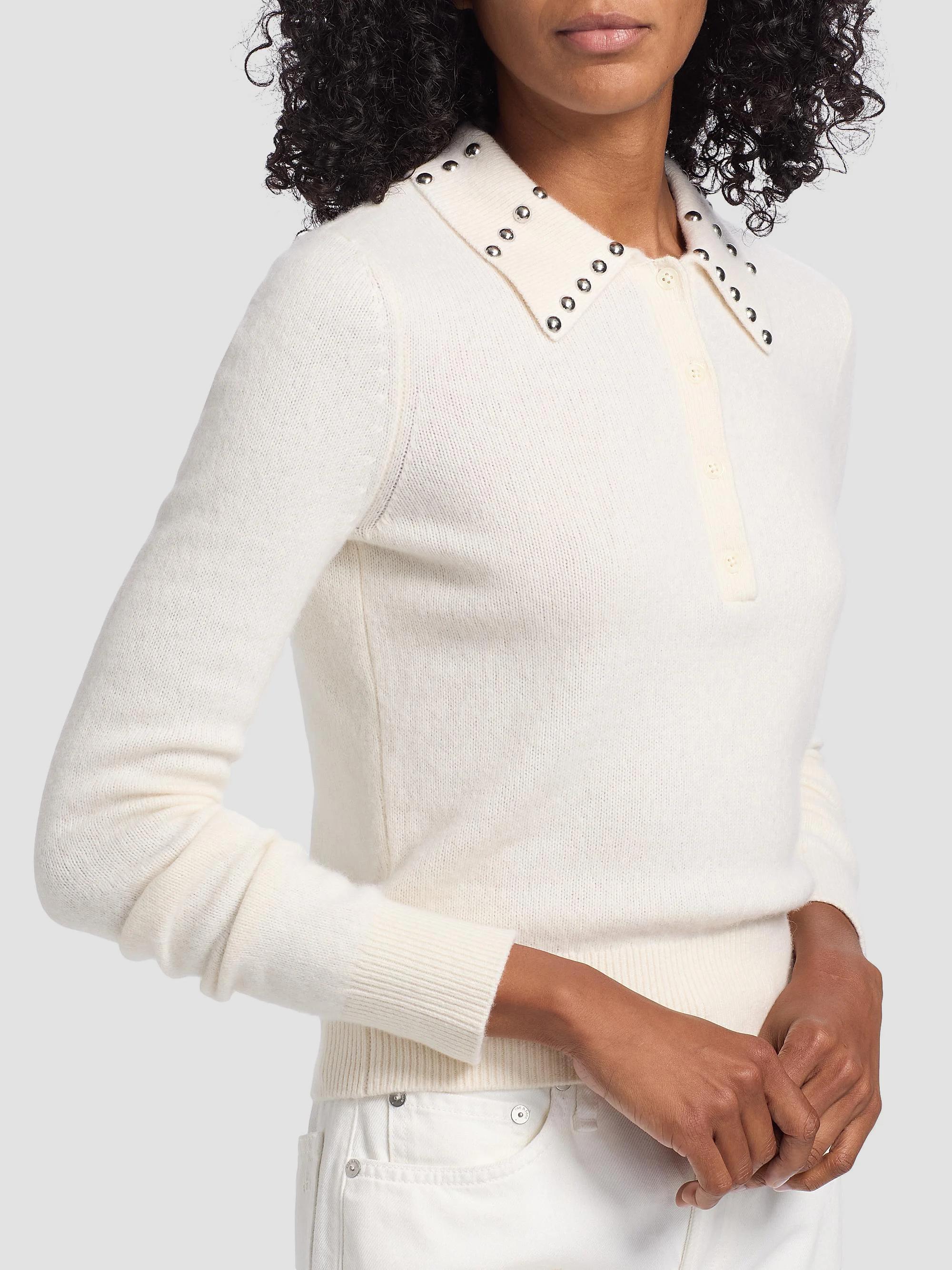 Derek Lam 10 Crosby Sancia Studded Collar Wool-Blend Sweater