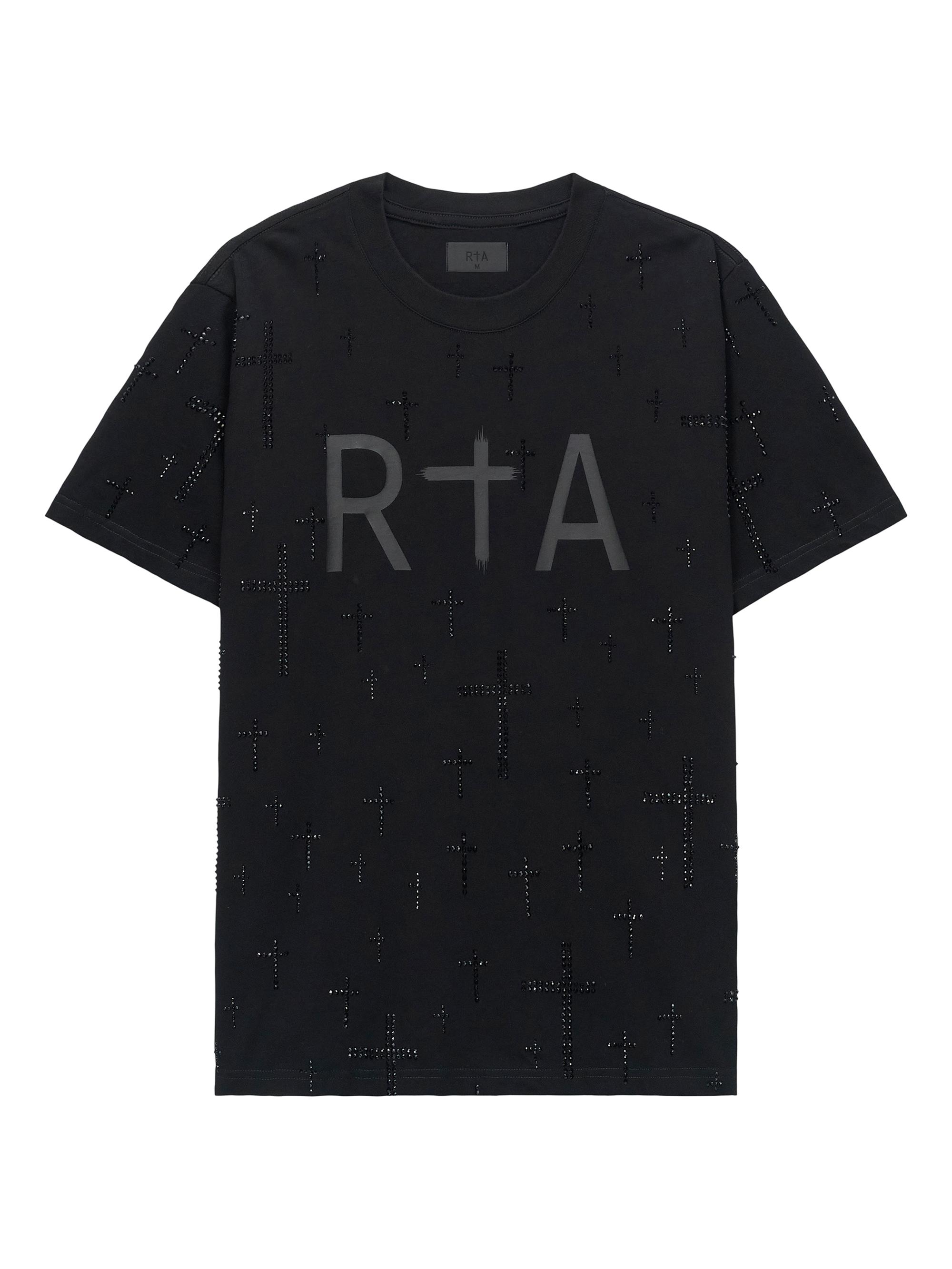 RTA Men's Liam Crystal-Embellished Cotton T-Shirt - Black Crystal Rta