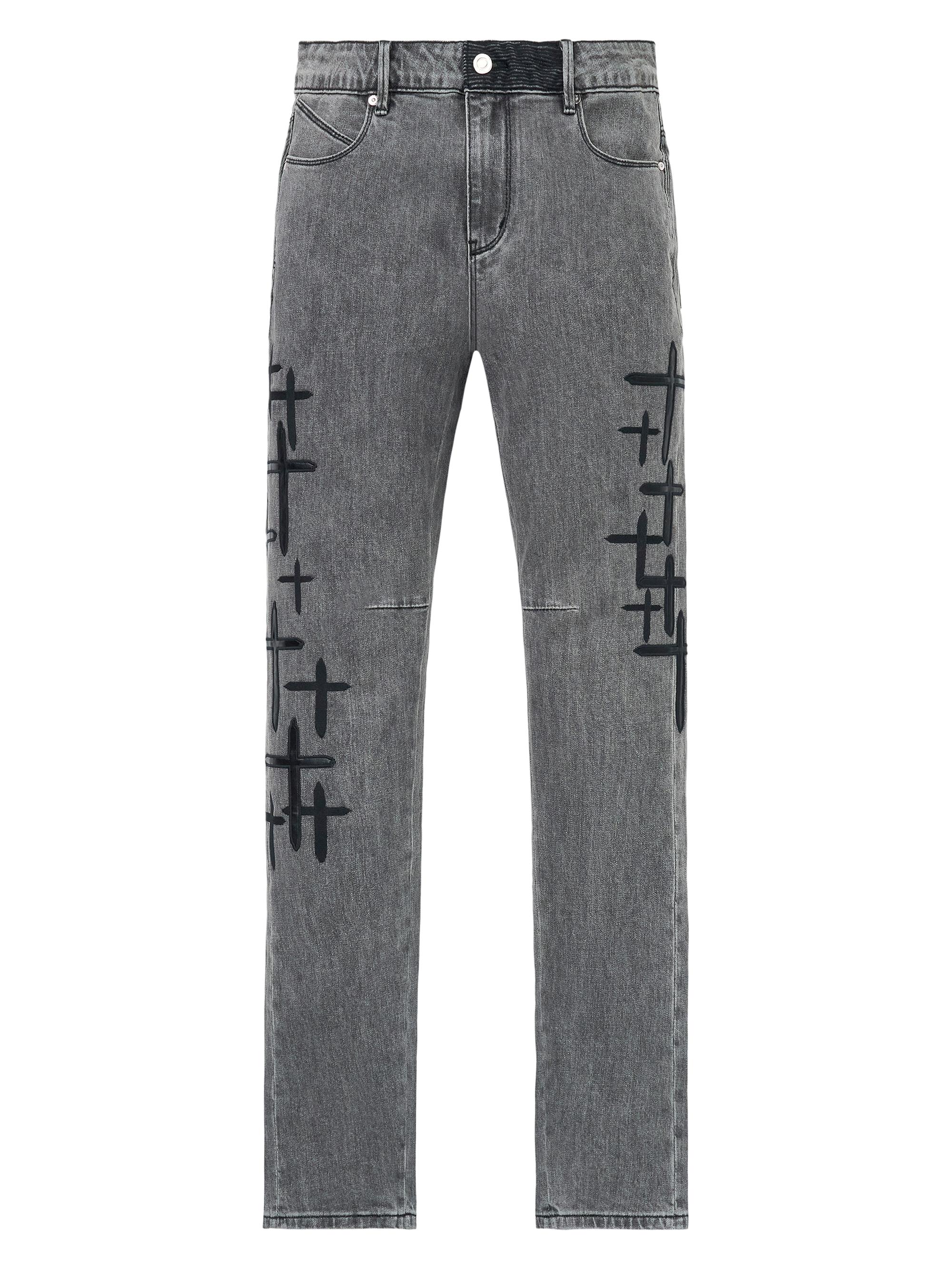 RTA Men's Bryant Logo-Patch Skinny Jeans - Clouded Mist Cross Patch