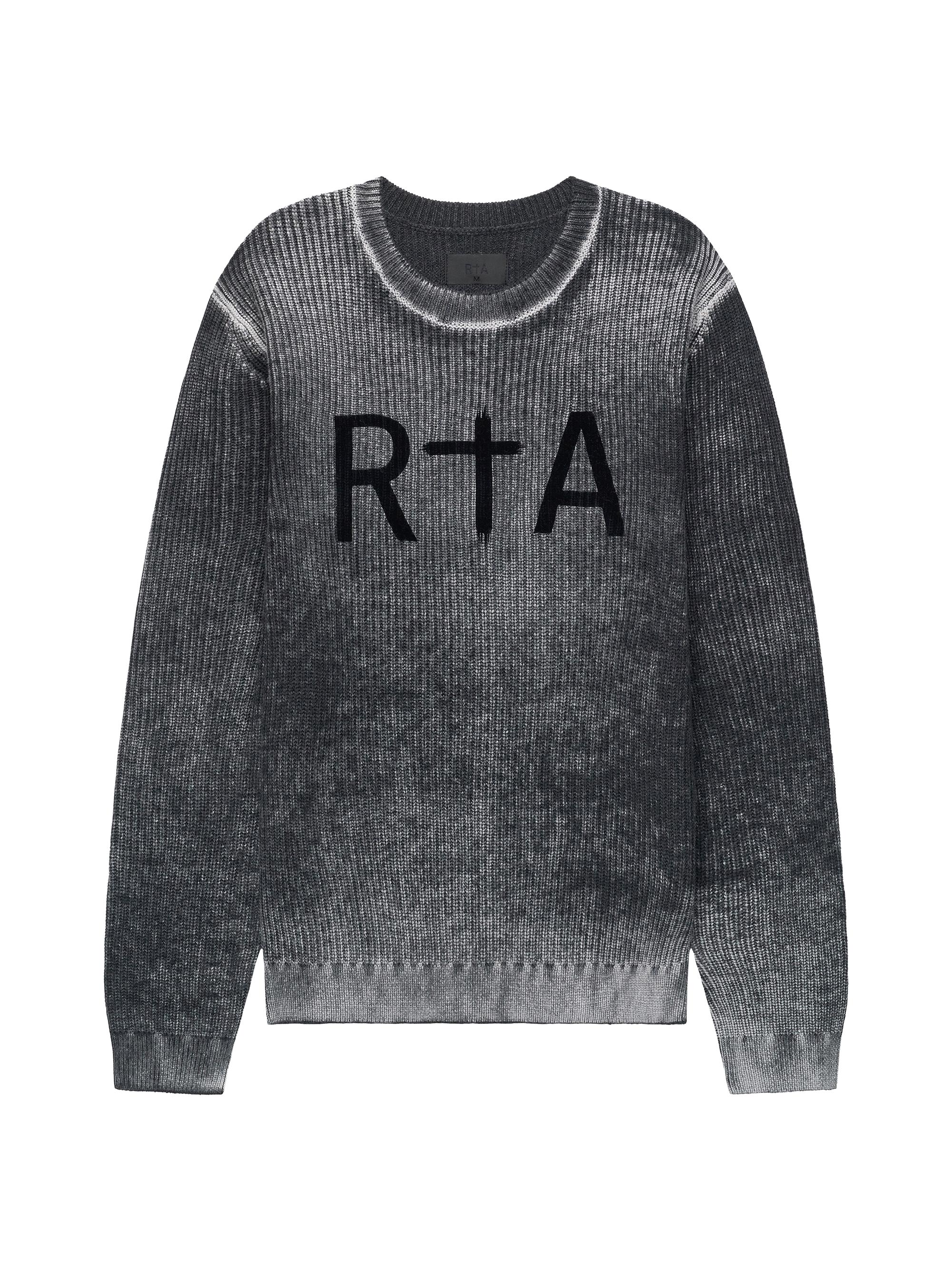 RTA Men's Ethan Ribbed Logo Sweater - Black Glitch Rta