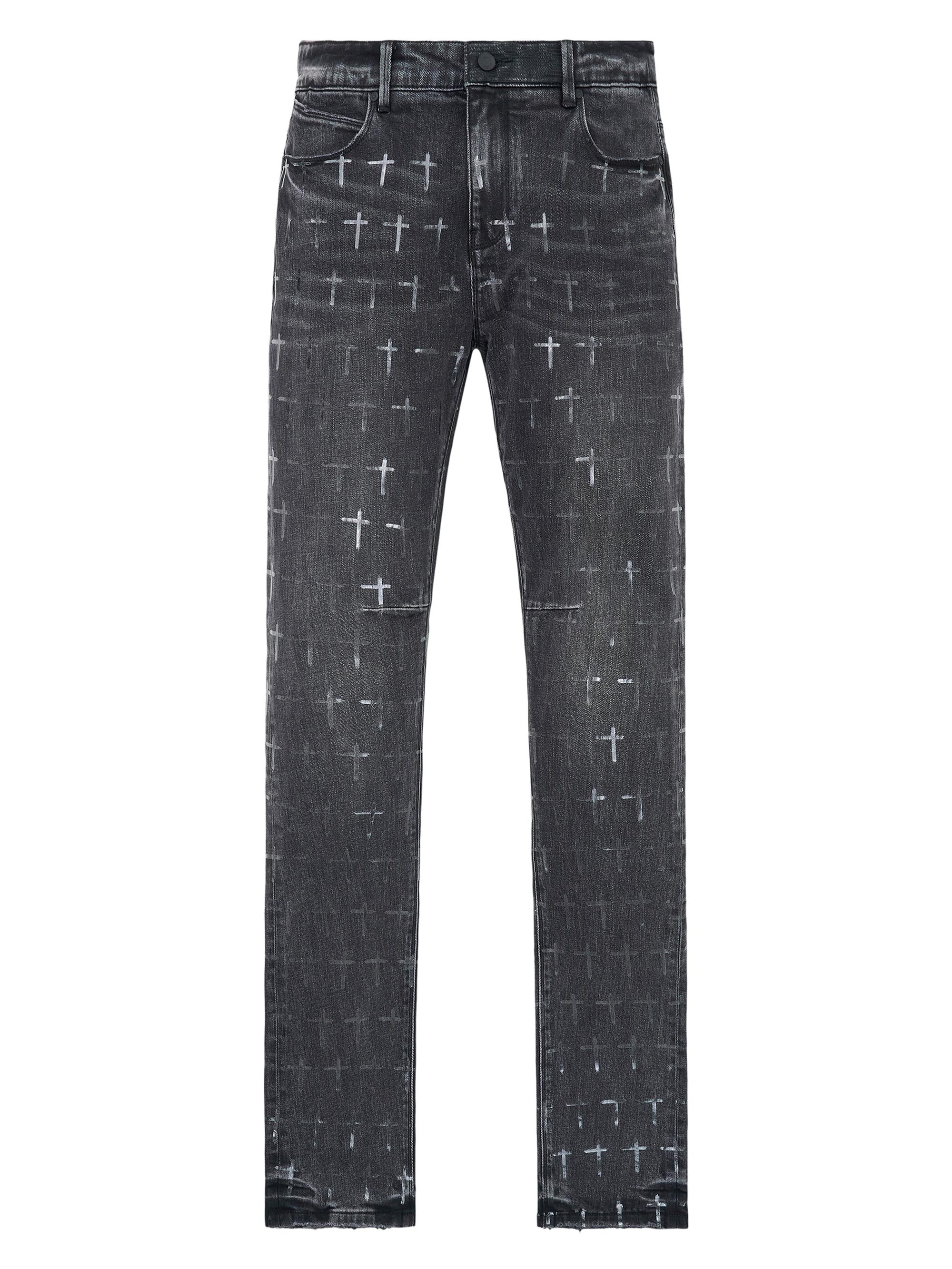 RTA Men's Bryant Logo-Printed Skinny Jeans - Noir Coated Grey