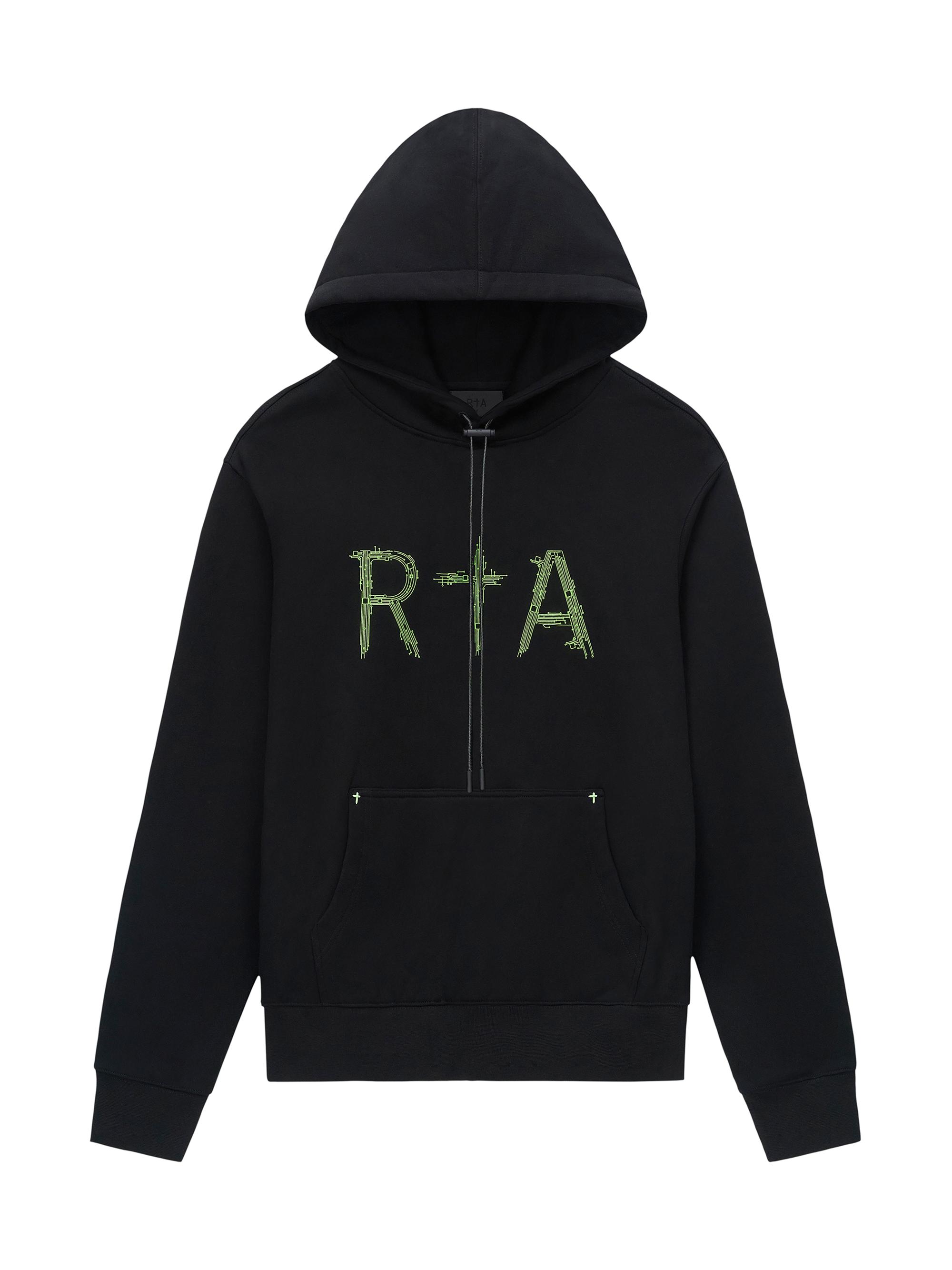 RTA Men's Dion Logo Cotton Hoodie - Black Circuit Rta