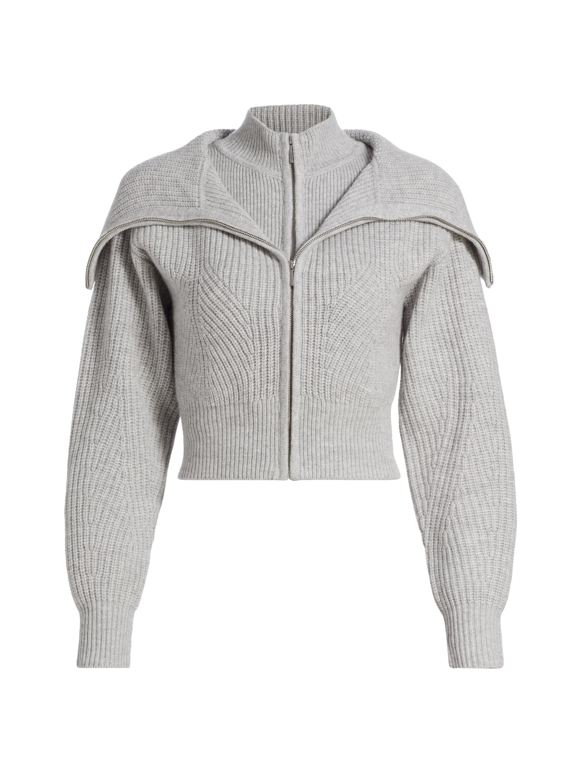 Derek Lam 10 Crosby Women's Jayne Layered Wool Sweater - Grey Oyster Shell