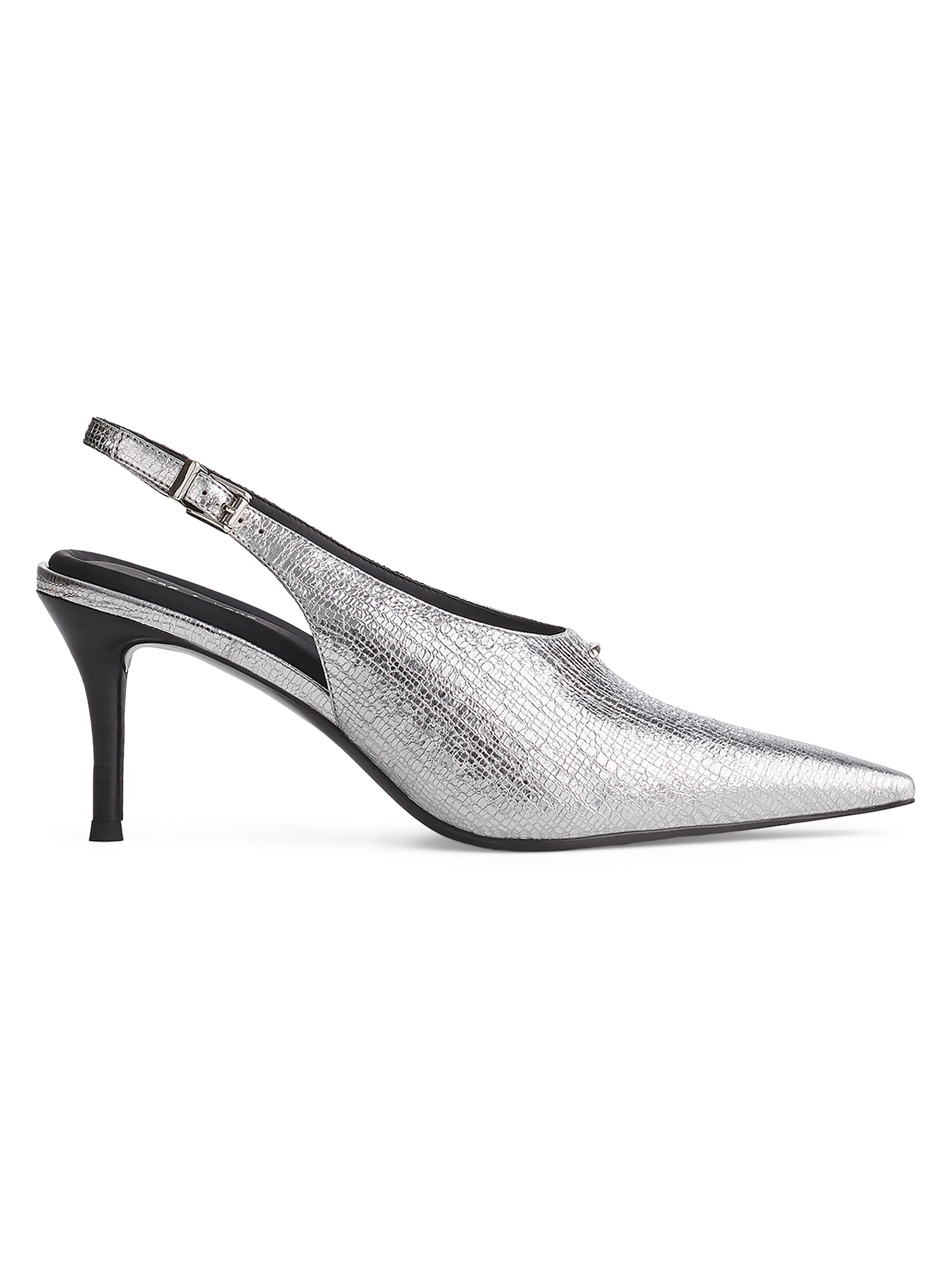 rag & bone Women's Mercer 75MM Metallic Leather Slingback Pumps - Silver