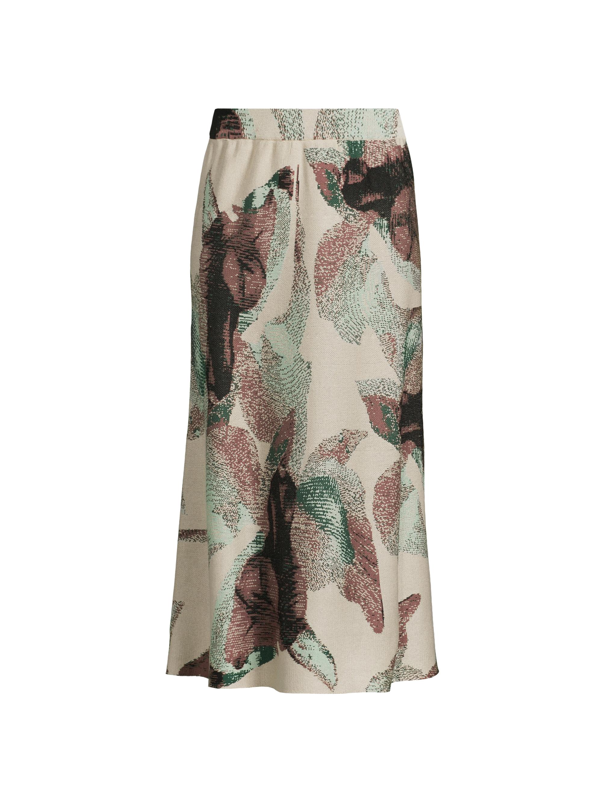 Misook Women's Jacquard Soft Knit Midi-Skirt - Dk Ivy Umber Biscotti