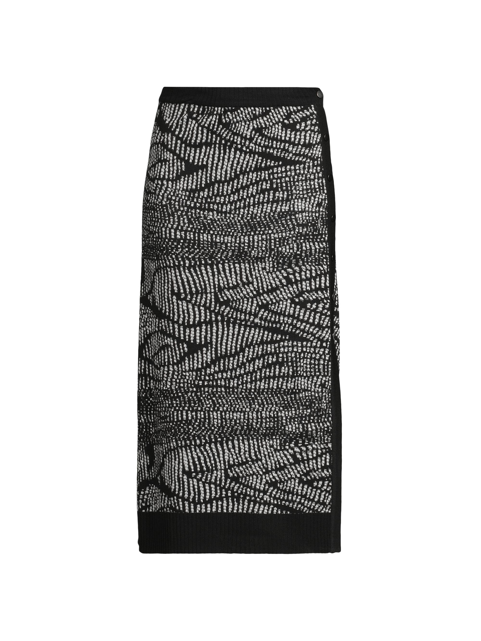 Misook Women's Animal Abstract Jacquard Soft Knit Midi-Skirt - Black White