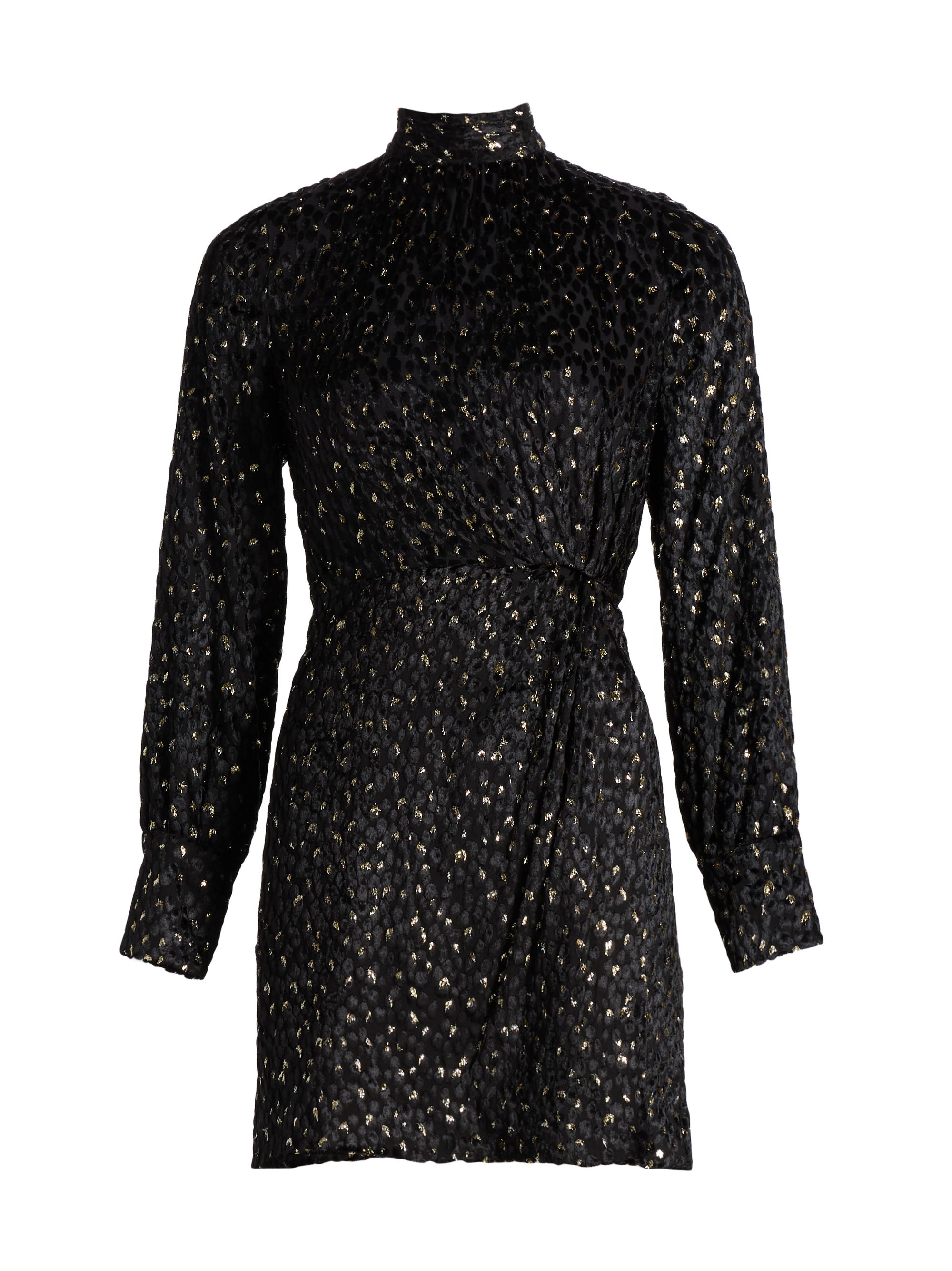 SIMKHAI Women's Daphne Velvet & Metallic Clip-Dot Minidress - Black Multi