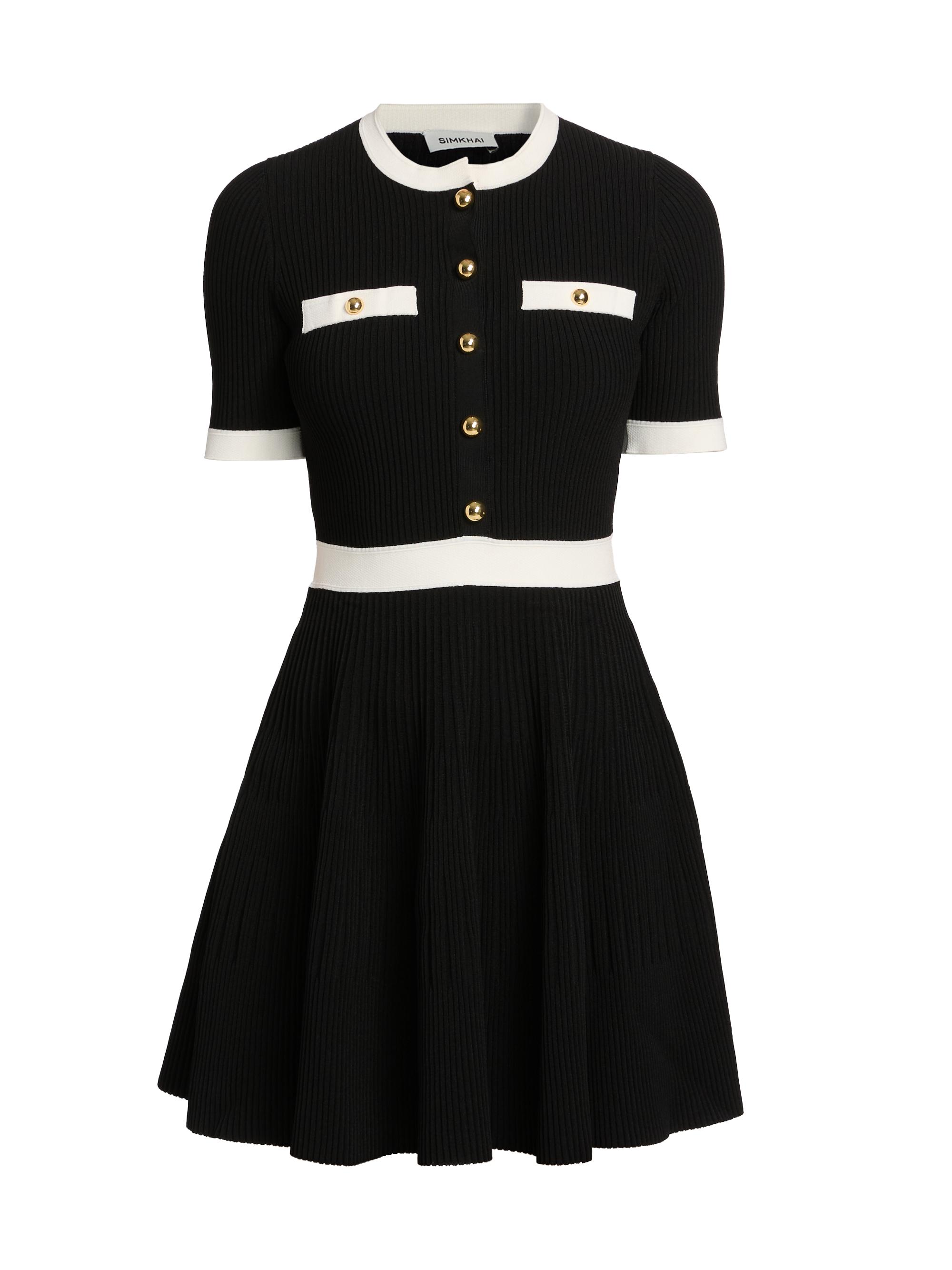 SIMKHAI Women's Astoria Rib-Knit Minidress - Black