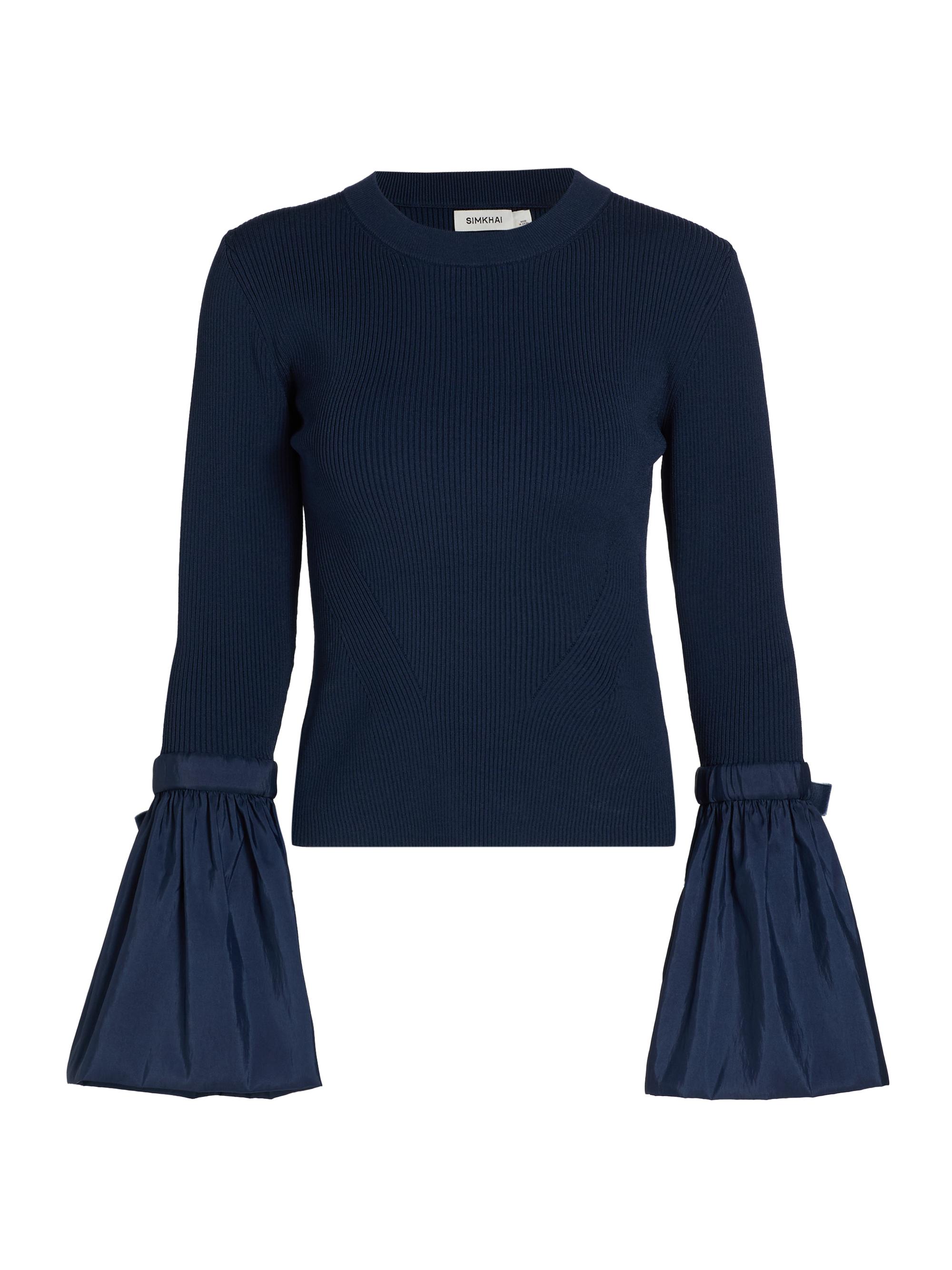 SIMKHAI Women's Agata Bell-Sleeve Top - Midnight